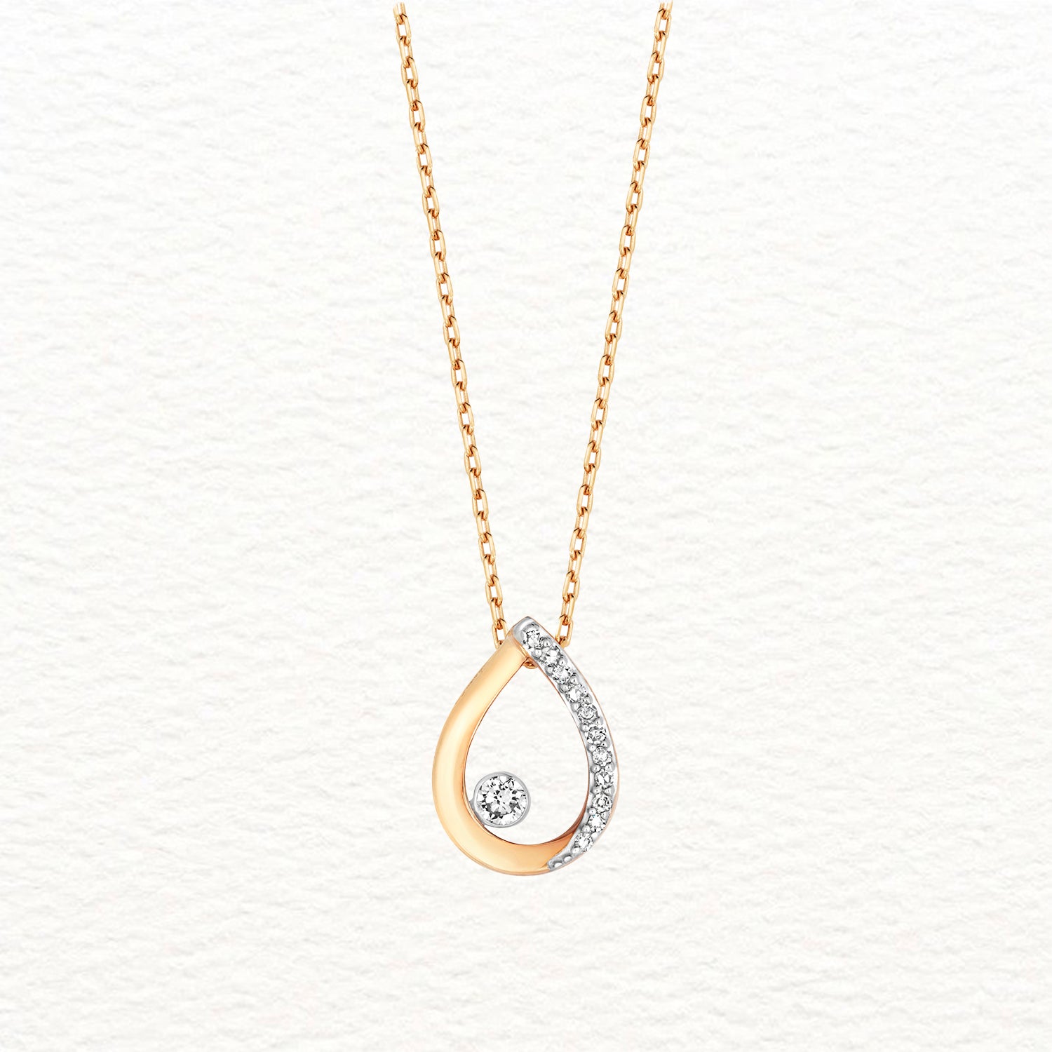 18K Gold and Diamond Teardrop Pendant Necklace