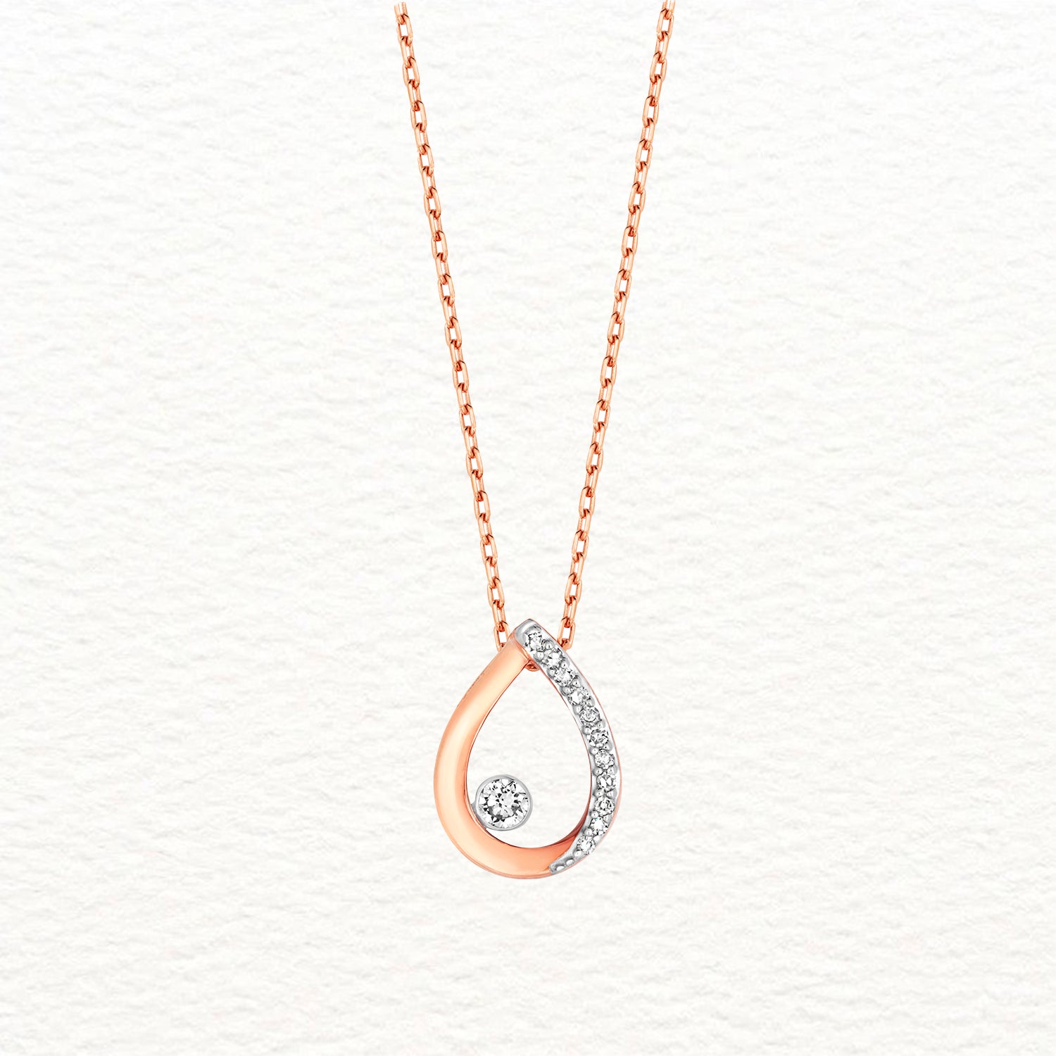 18K Gold and Diamond Teardrop Pendant Necklace