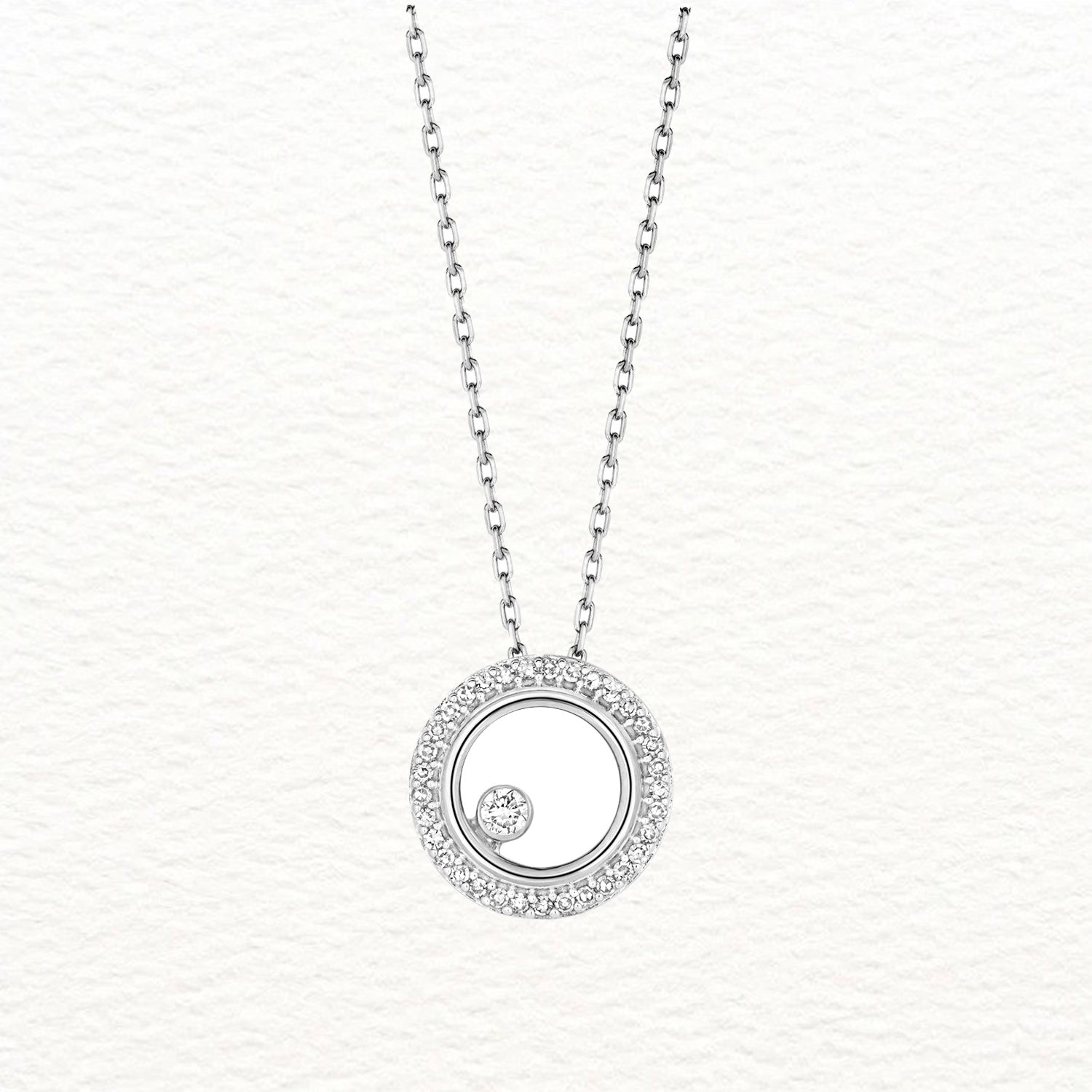 18K Gold and Diamond Torus Pendant Necklace
