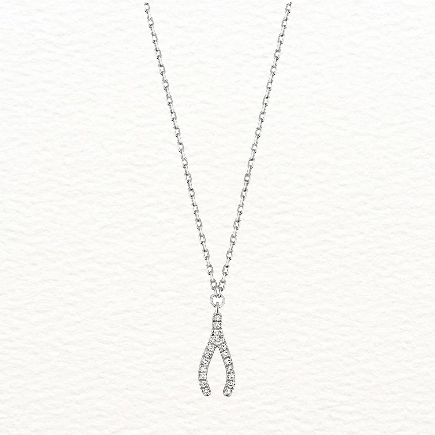 18K Gold and Diamond Wishbone Necklace