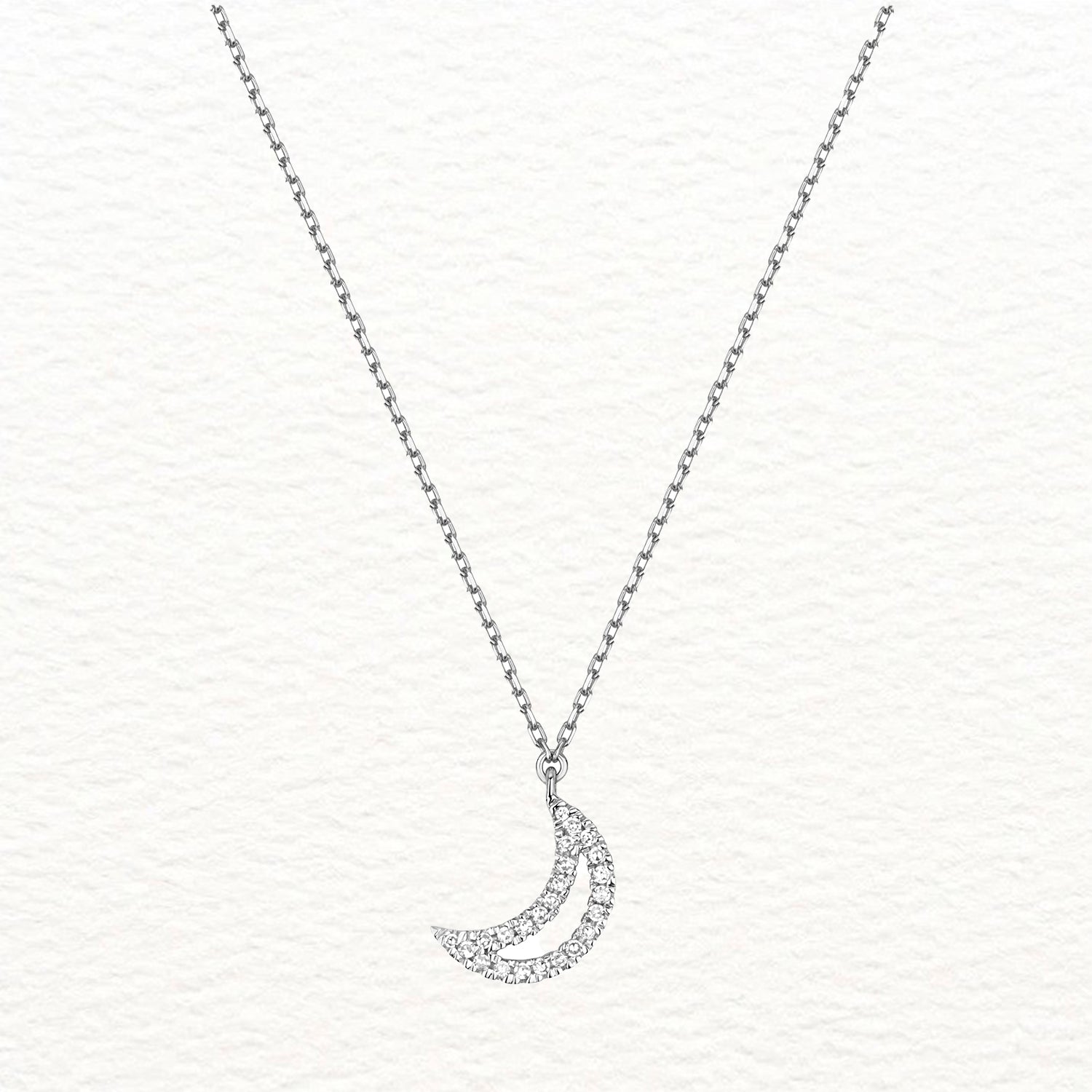 18K Gold and Diamond Moon Necklace