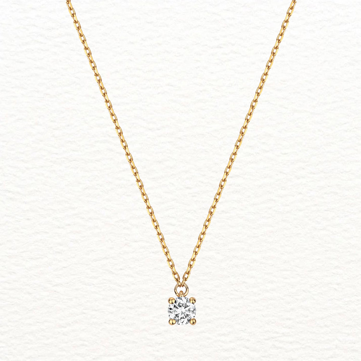 18K Gold and Solitaire Diamond Necklace