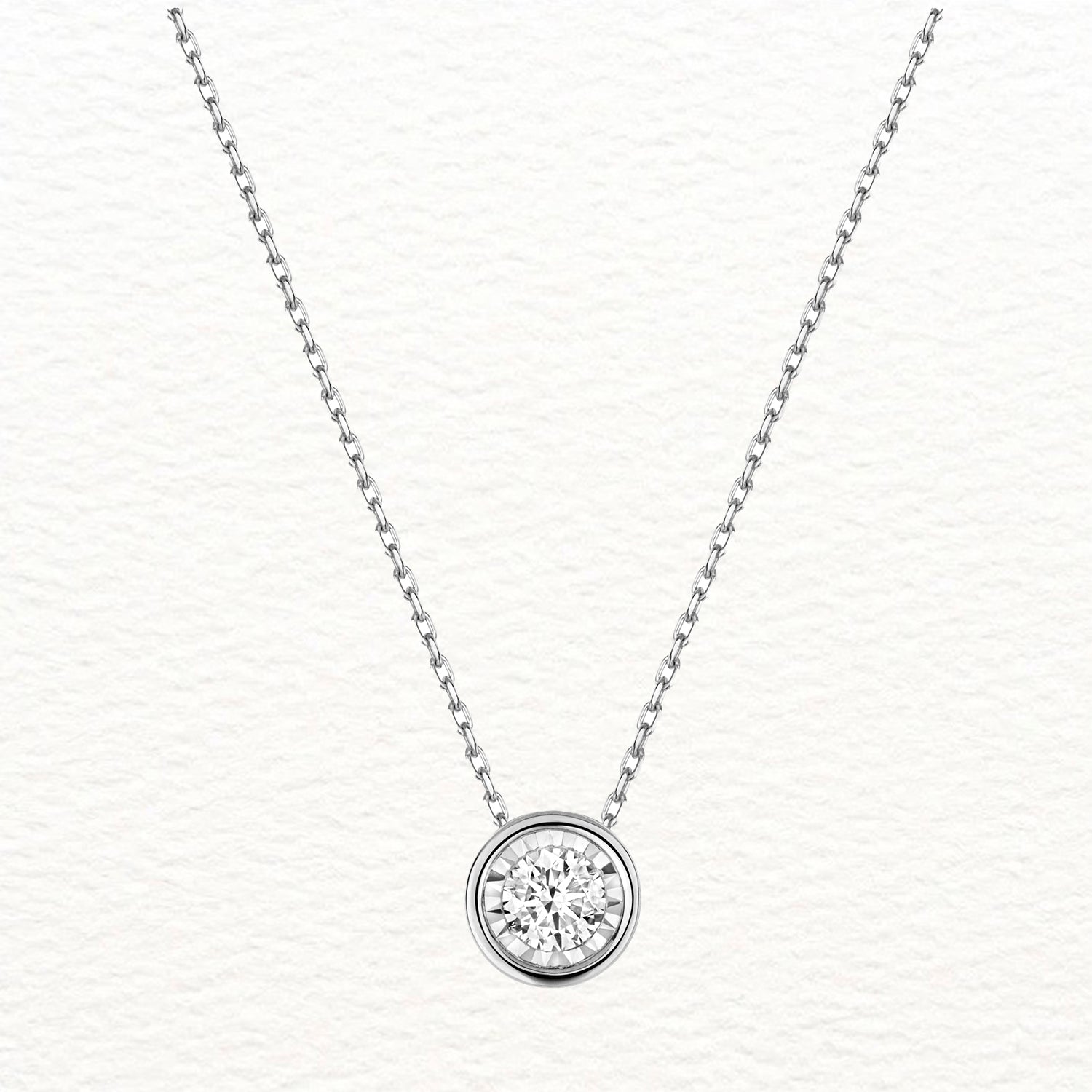 18K Gold Diamond Illusion Rubover Necklace