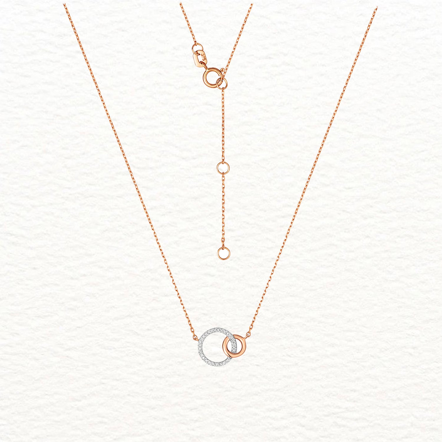 18K Gold and Diamond Interlocking Circles Necklace