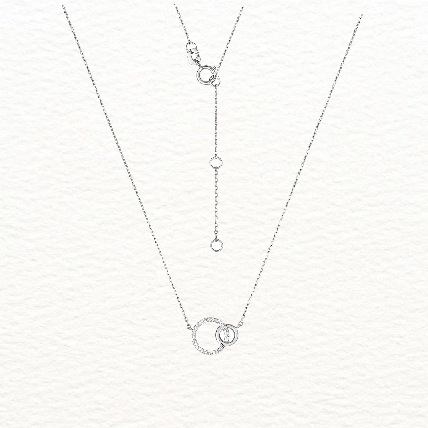 18K Gold and Diamond Interlocking Circles Necklace