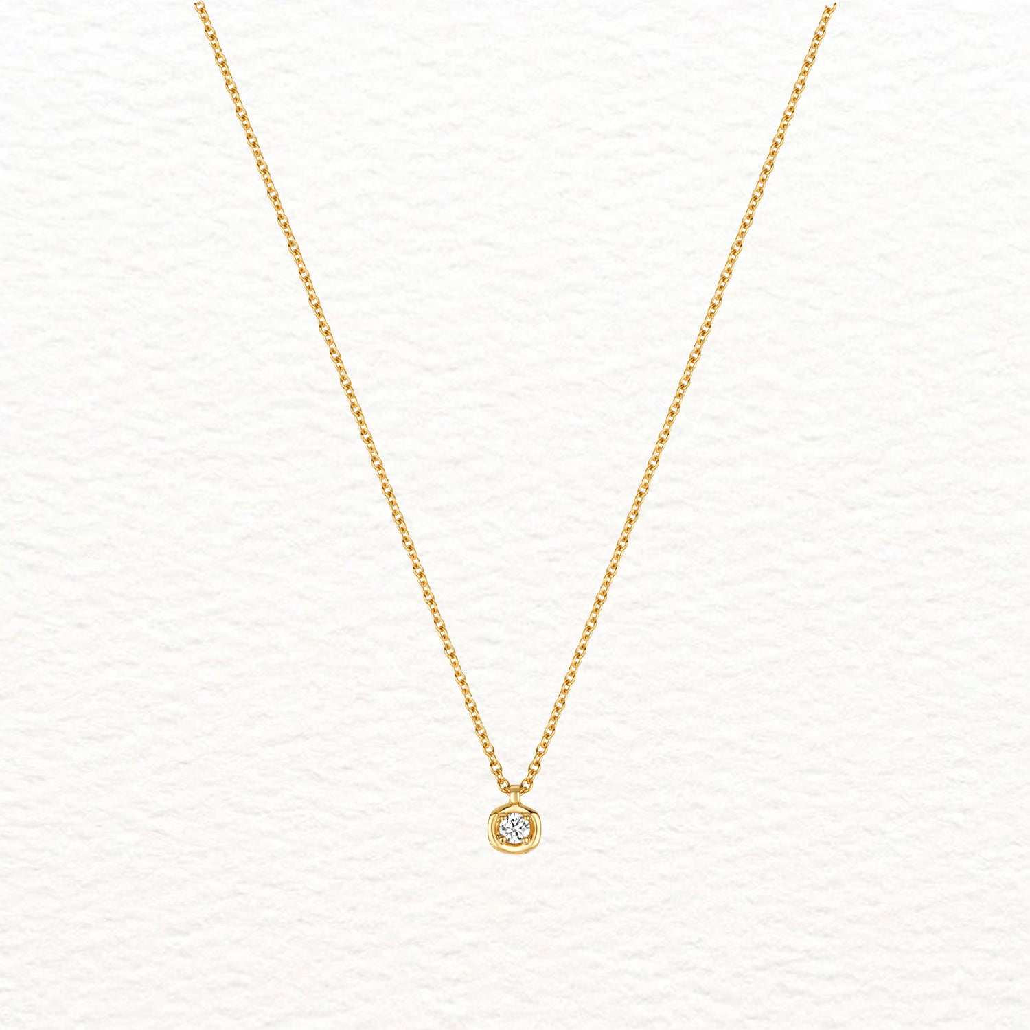 18K Gold and Diamond Solitaire Bezel Necklace