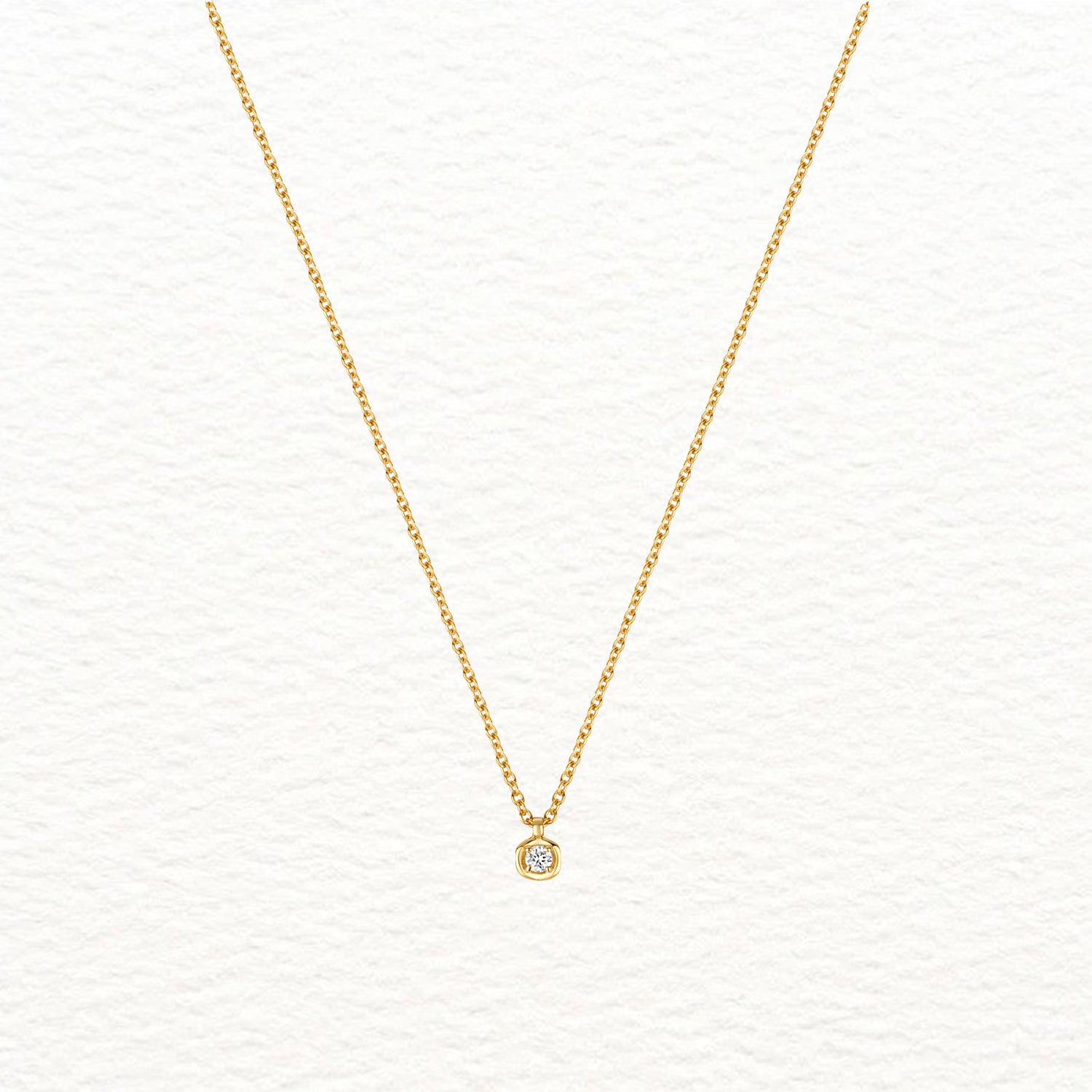 18K Gold and Diamond Solitaire Bezel Necklace
