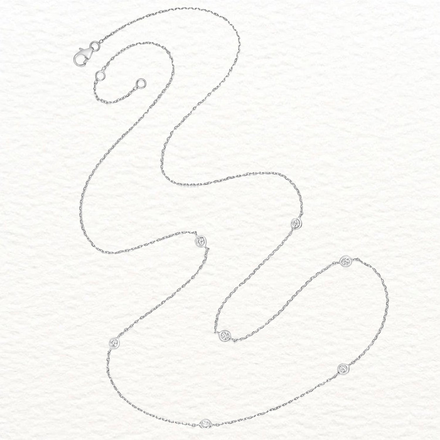 18K Gold and Diamond 18" station necklace