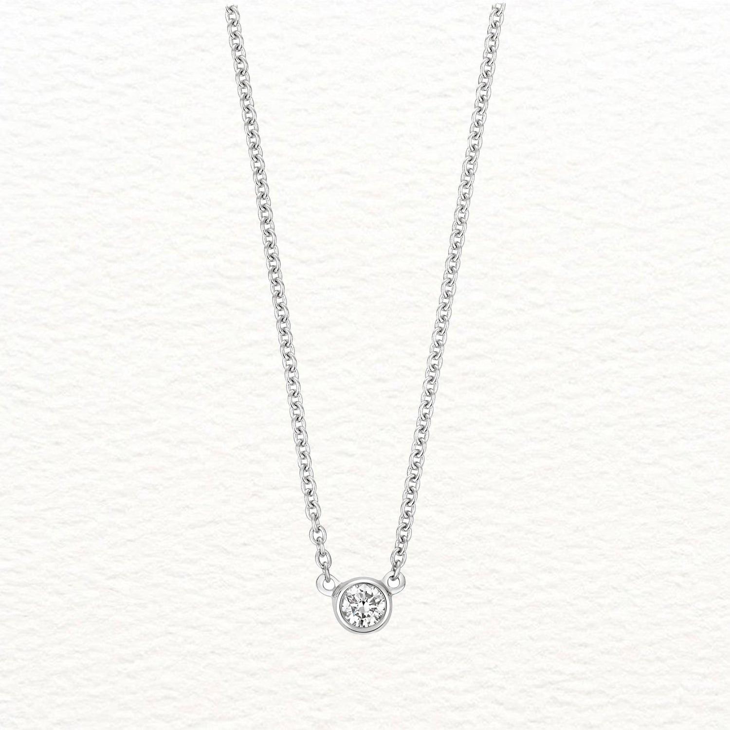 18K Gold and Diamond Wide-Chain Solitaire Necklace