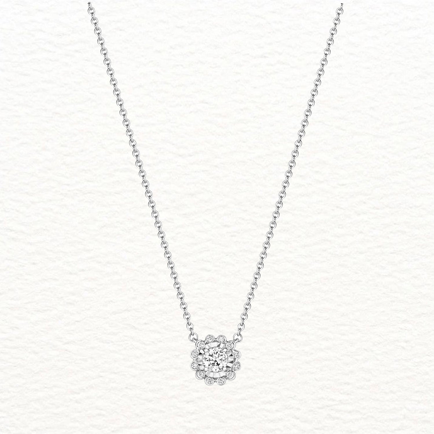 18K Gold and Diamond Illusion Flower Necklace