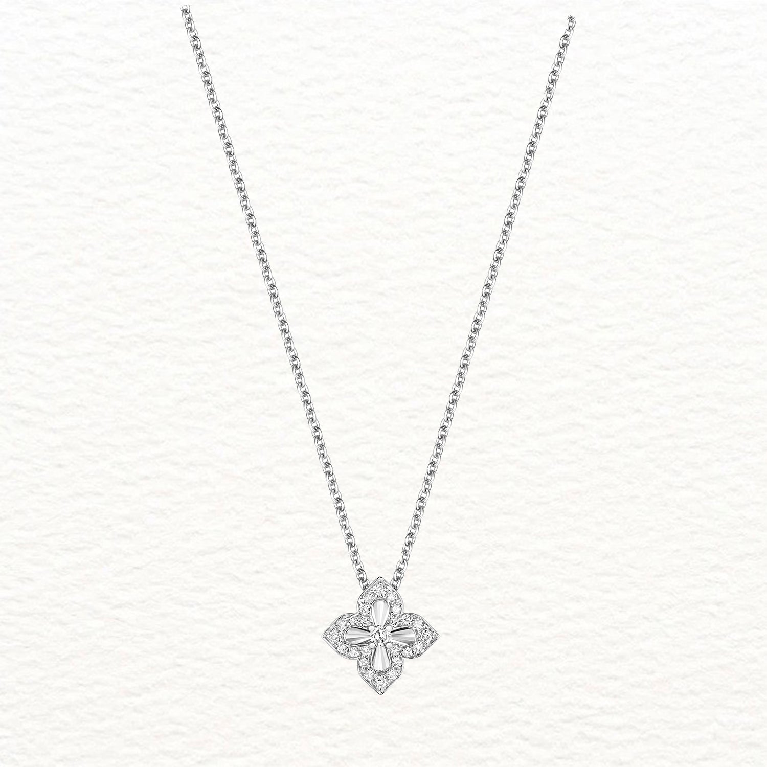 18K Gold and Diamond Quatrefoil Necklace