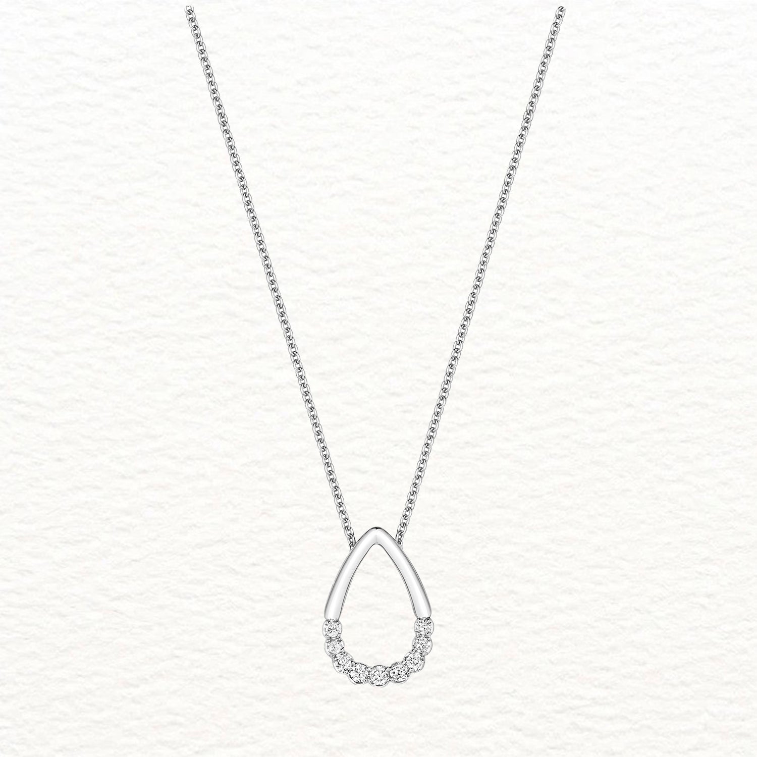 18K Gold and Diamond Teardrop Halves Necklace