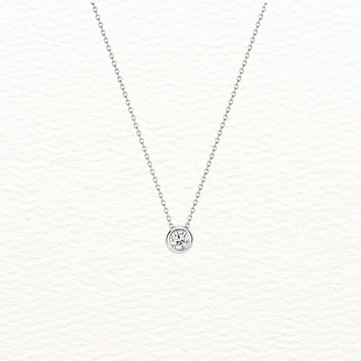 18K Gold and Solitaire Diamond Rubover Necklace