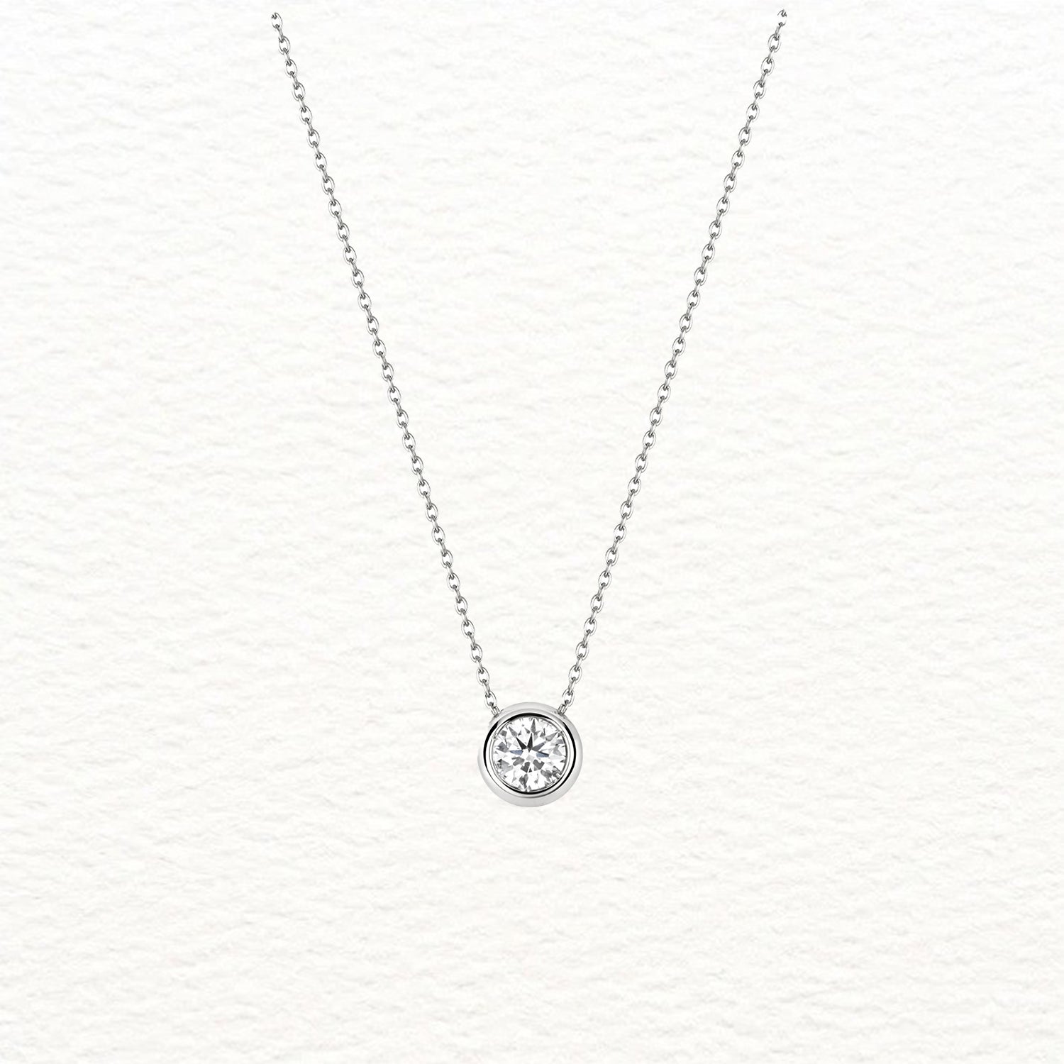 18K Gold and Solitaire Diamond Rubover Necklace