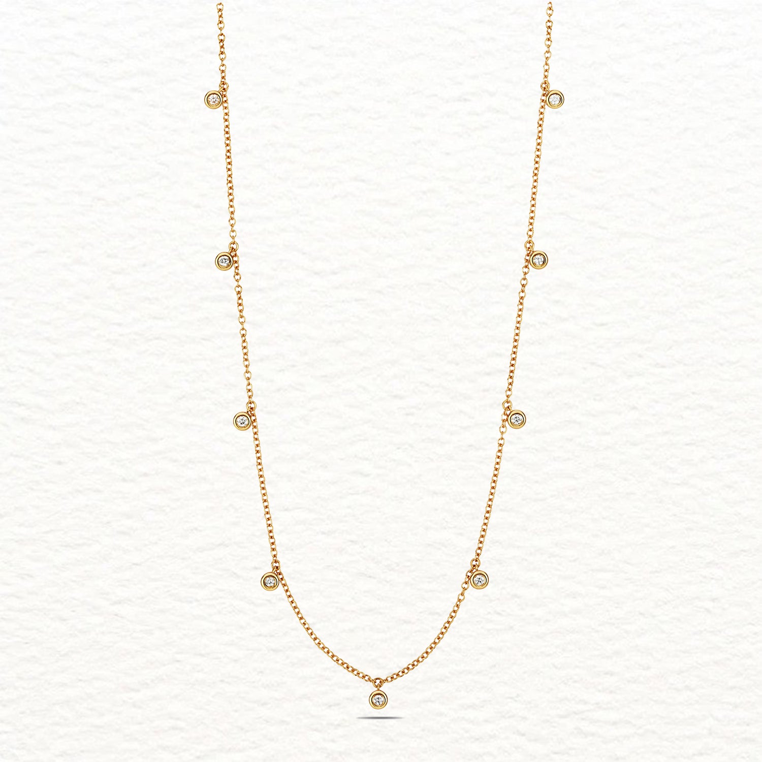 18K Gold and Diamond Rubover Station Necklace