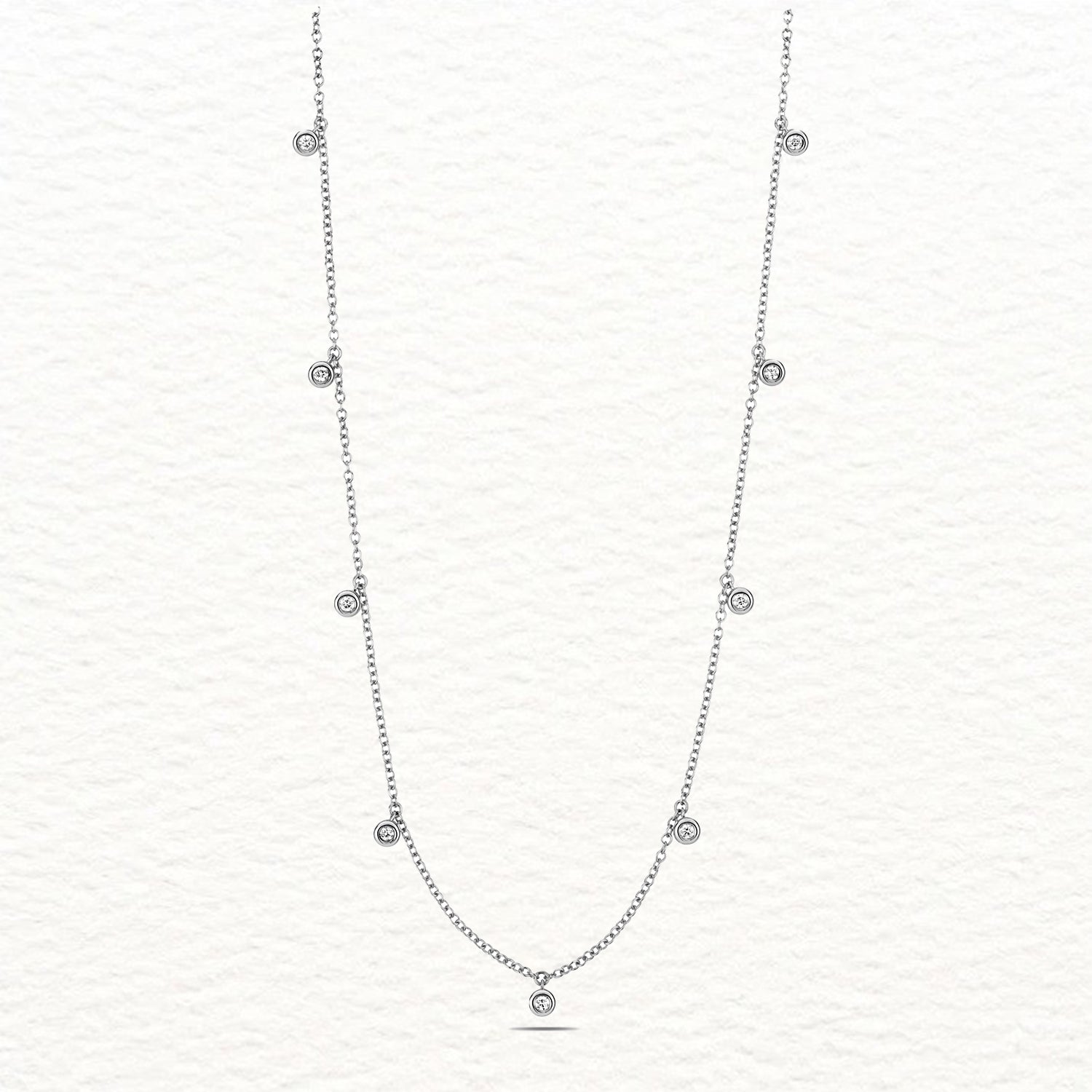 18K Gold and Diamond Rubover Station Necklace