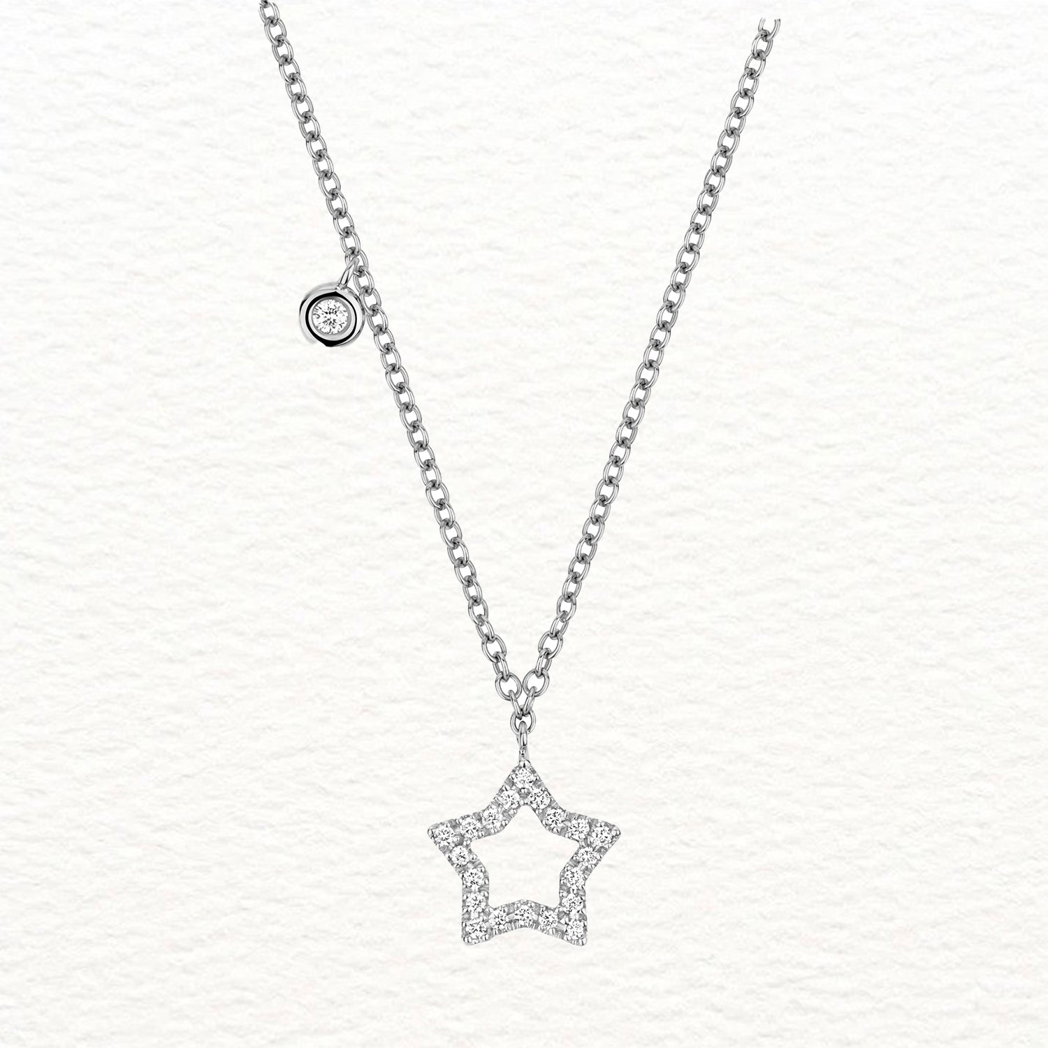 18K Gold and Diamond Dangling Star Necklace