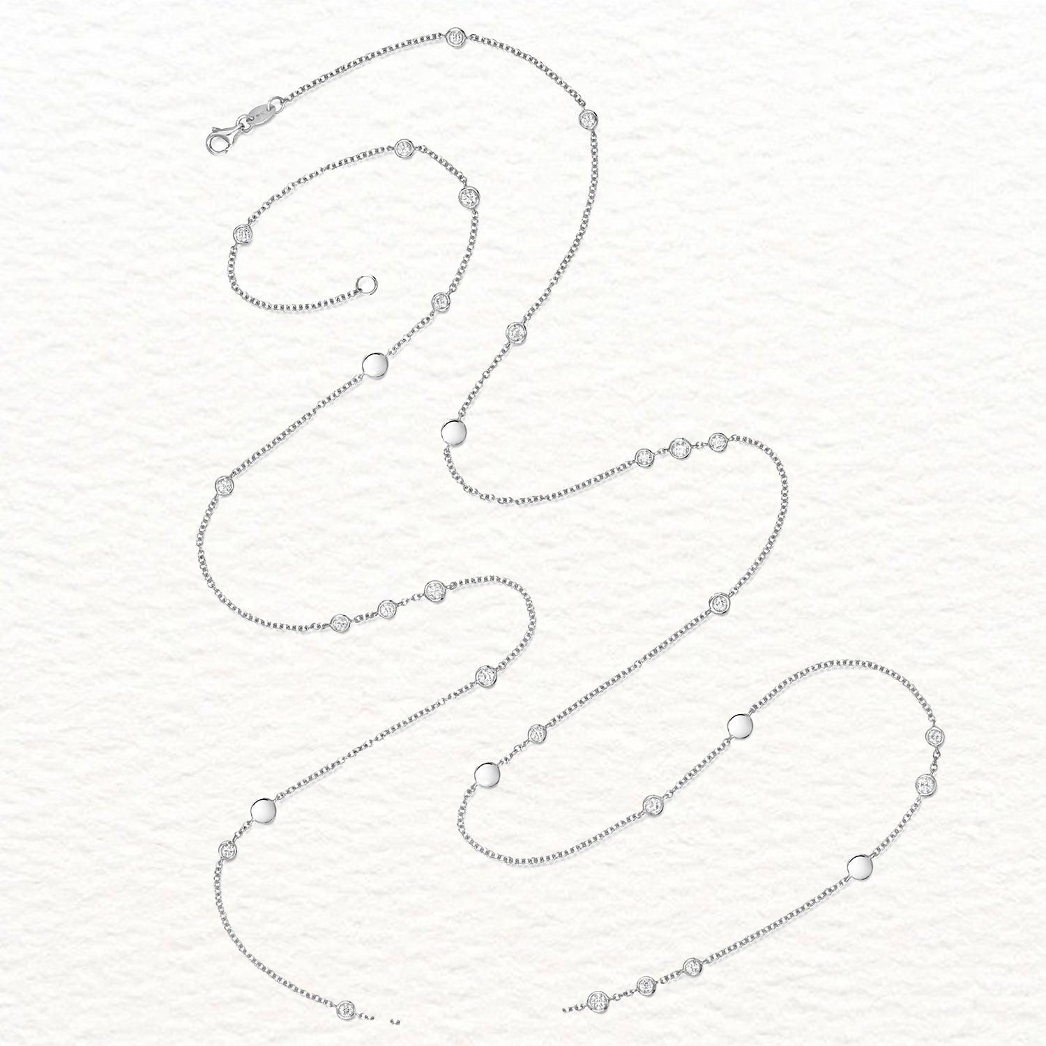 18K Gold and Diamond Bead and Station Necklace