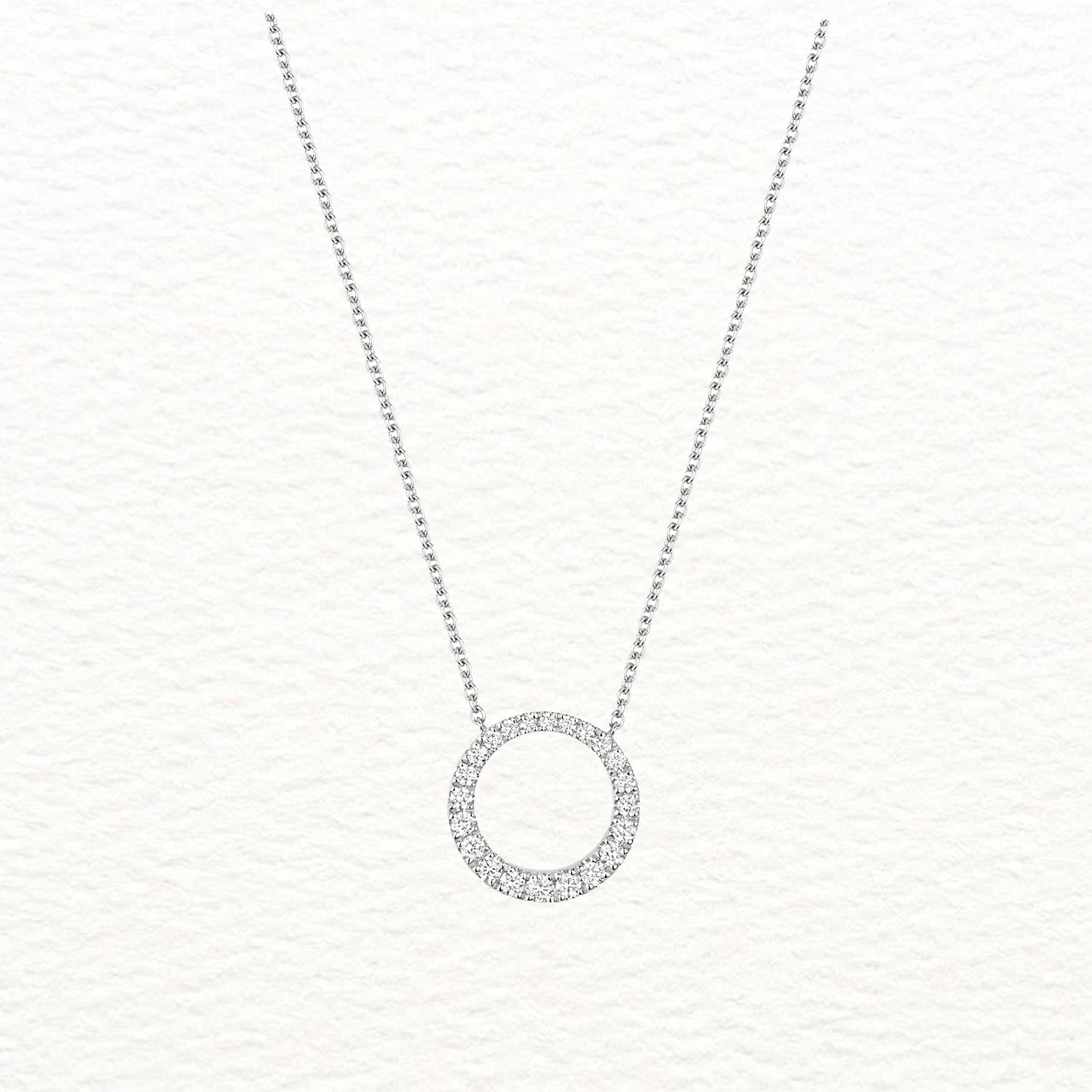 18K Gold and Diamond Tapered Halo Necklace