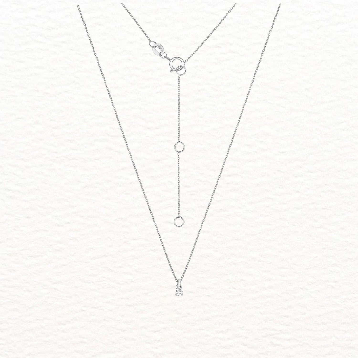 18K Gold and Solitaire 3-Claw Diamond Necklace