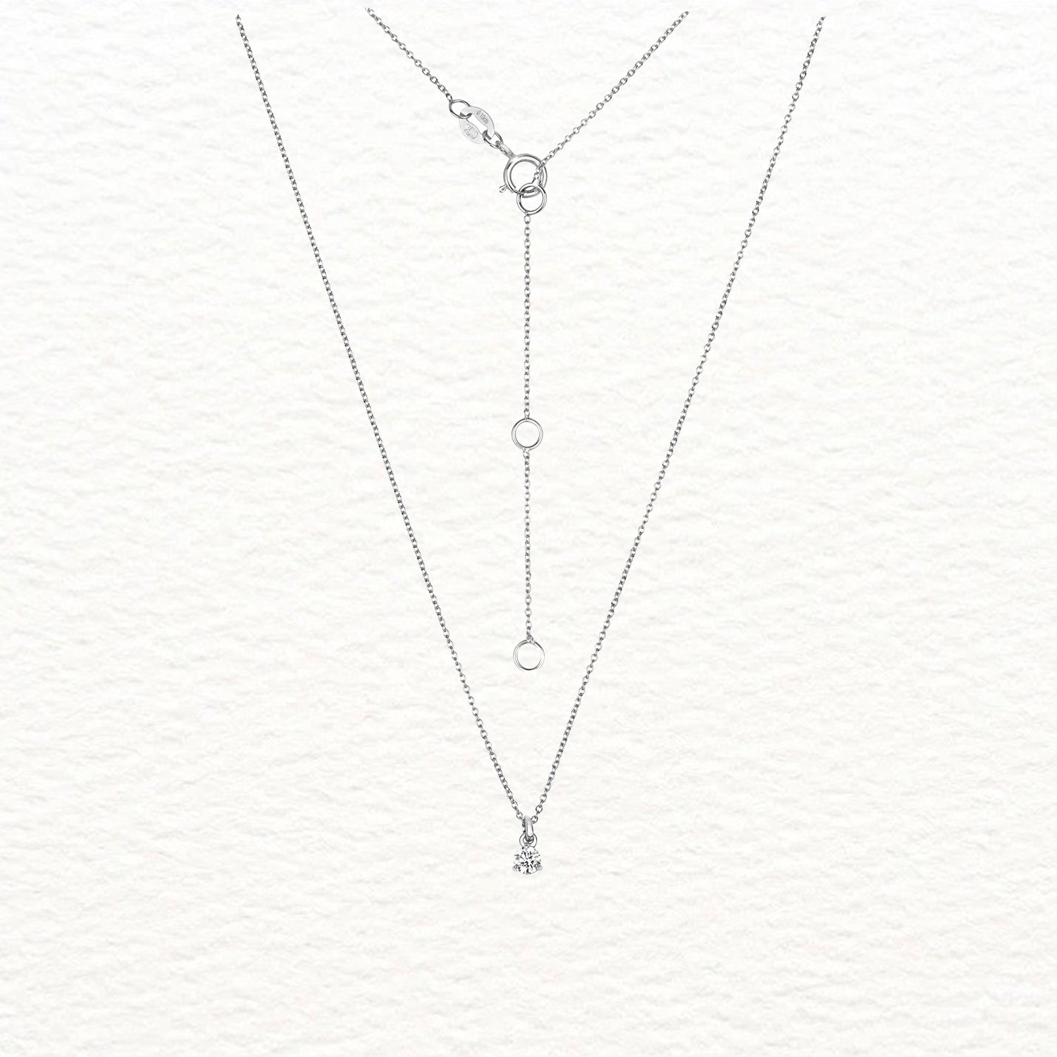 18K Gold and Solitaire 3-Claw Diamond Necklace