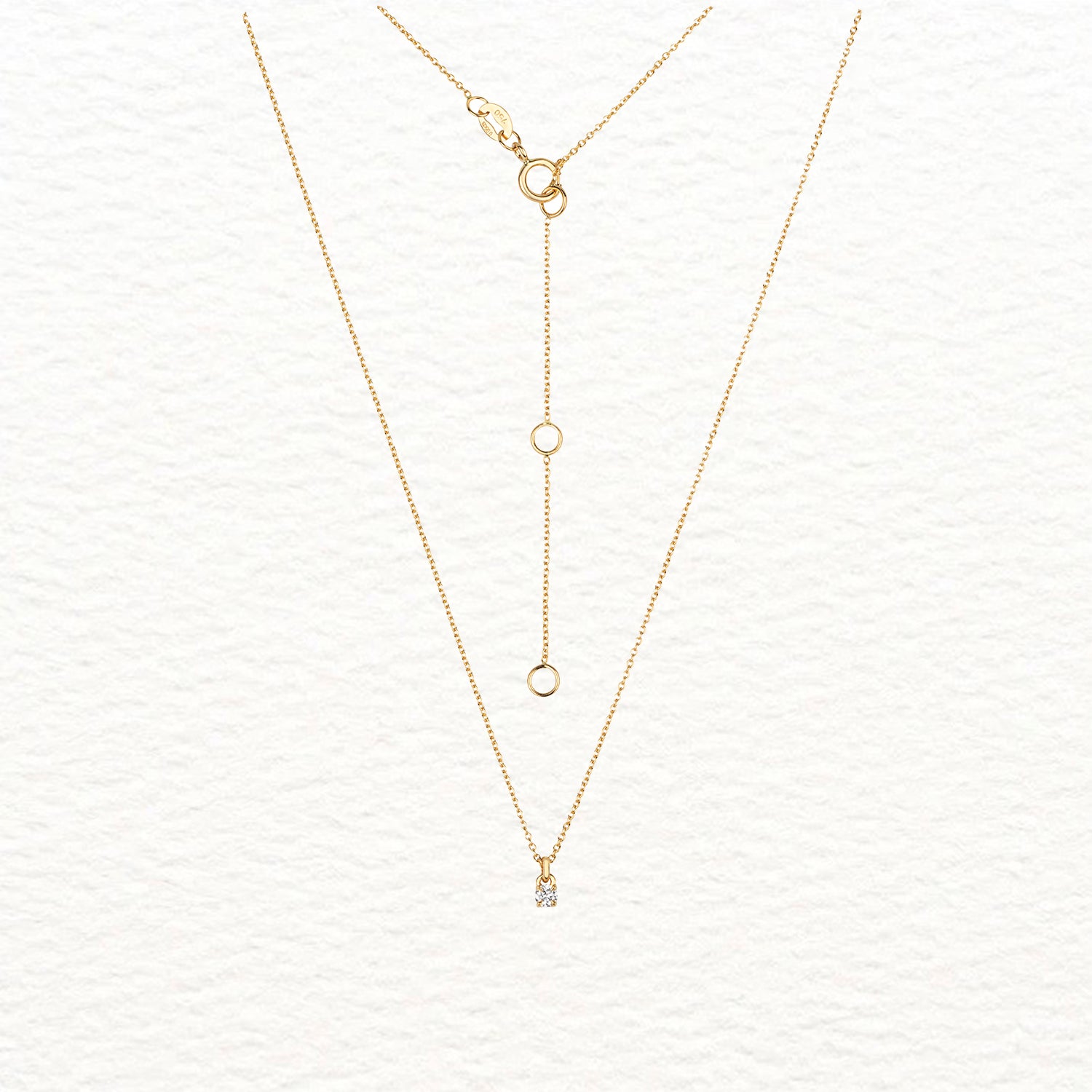 18K Gold and Solitaire 4-Claw Diamond Necklace