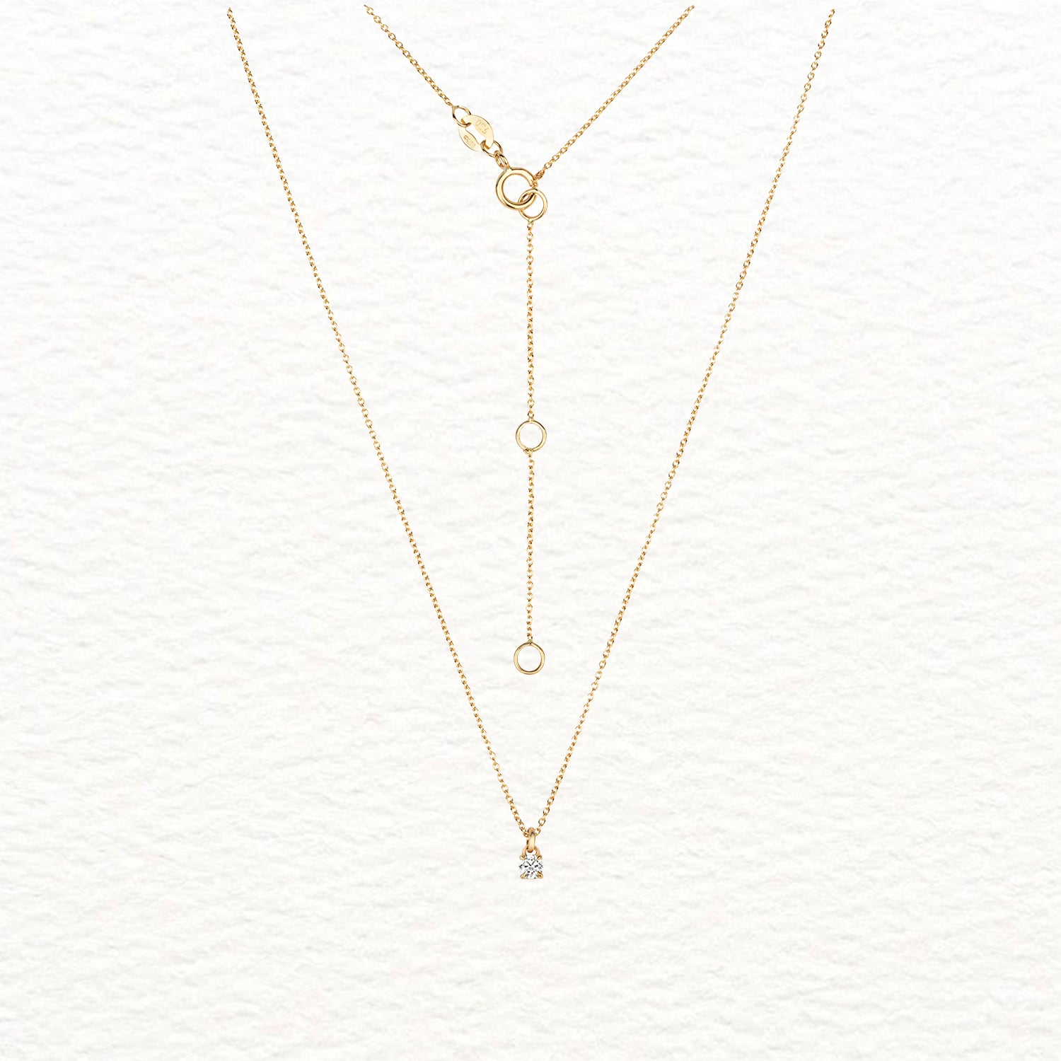18K Gold and Solitaire 4-Claw Diamond Necklace