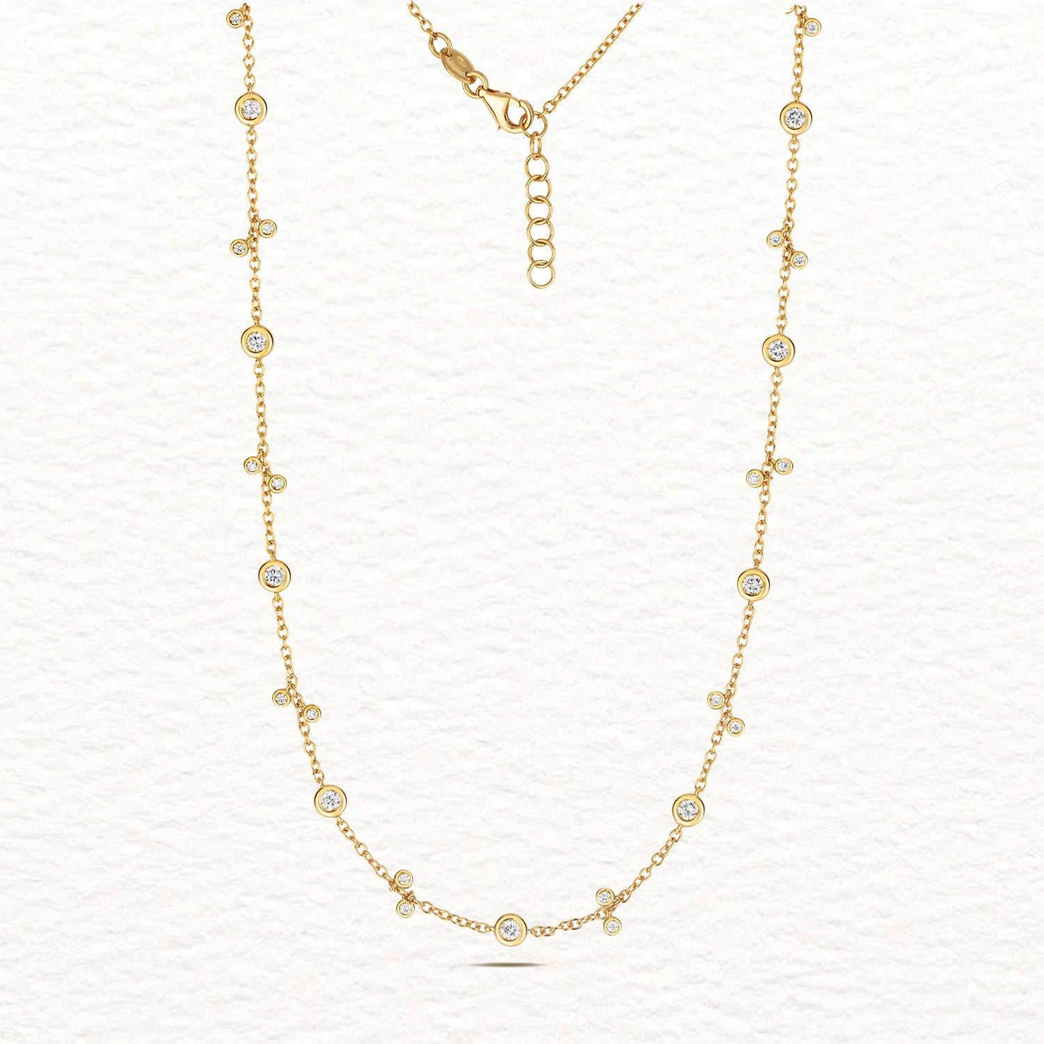 18K Gold and Diamond Alternating Station Necklace