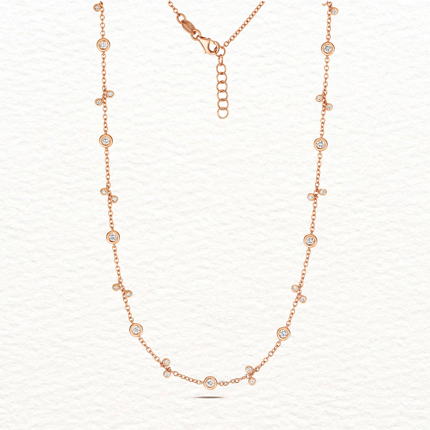 18K Gold and Diamond Alternating Station Necklace
