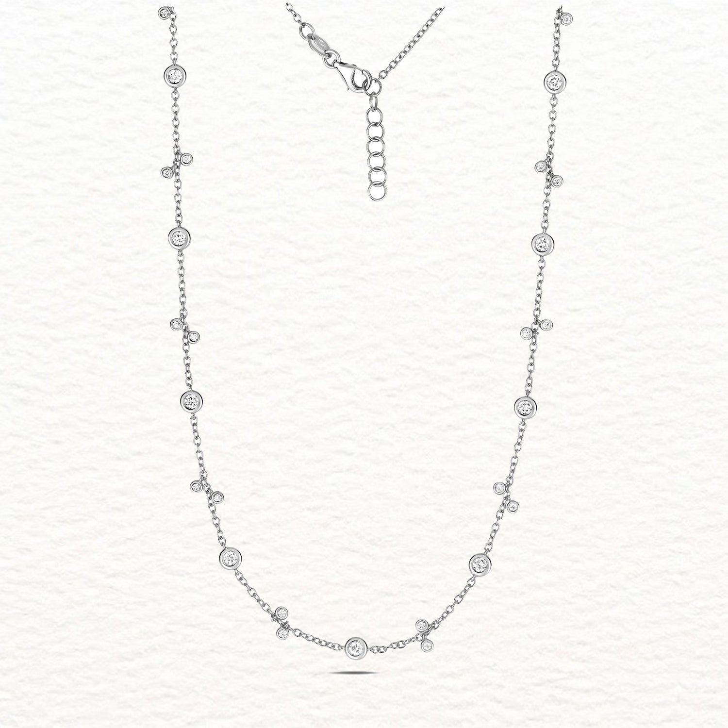18K Gold and Diamond Alternating Station Necklace