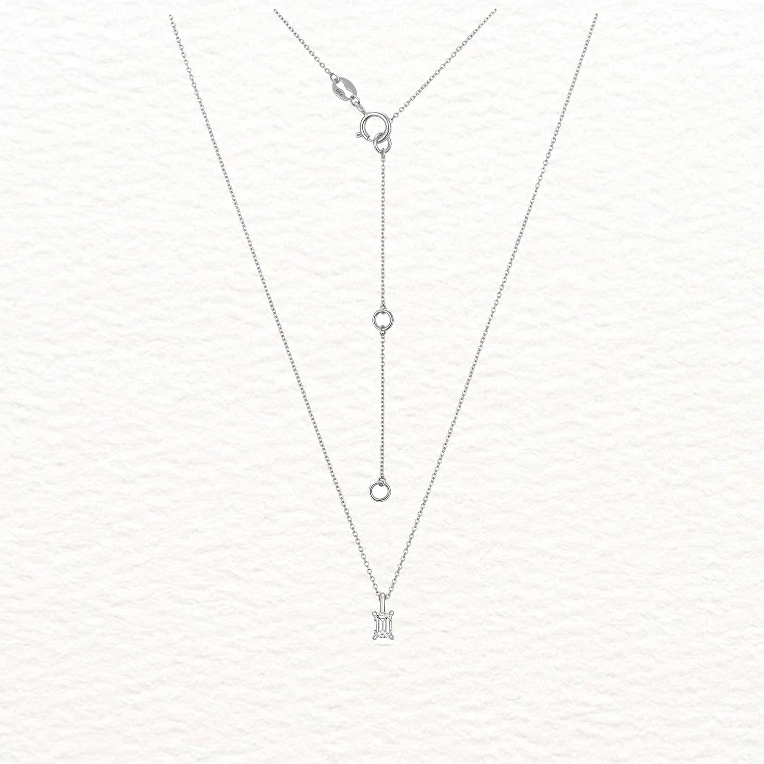 18K Gold and Diamond Emerald Solitaire Necklace