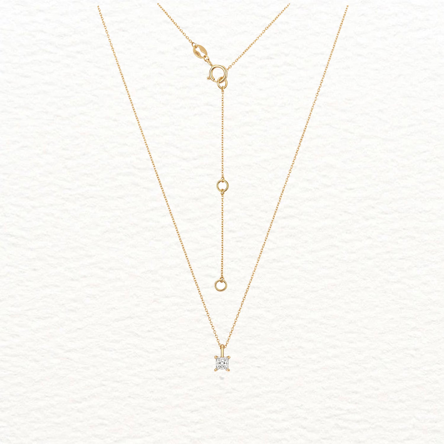 18K Gold and Diamond Princess Solitaire Necklace