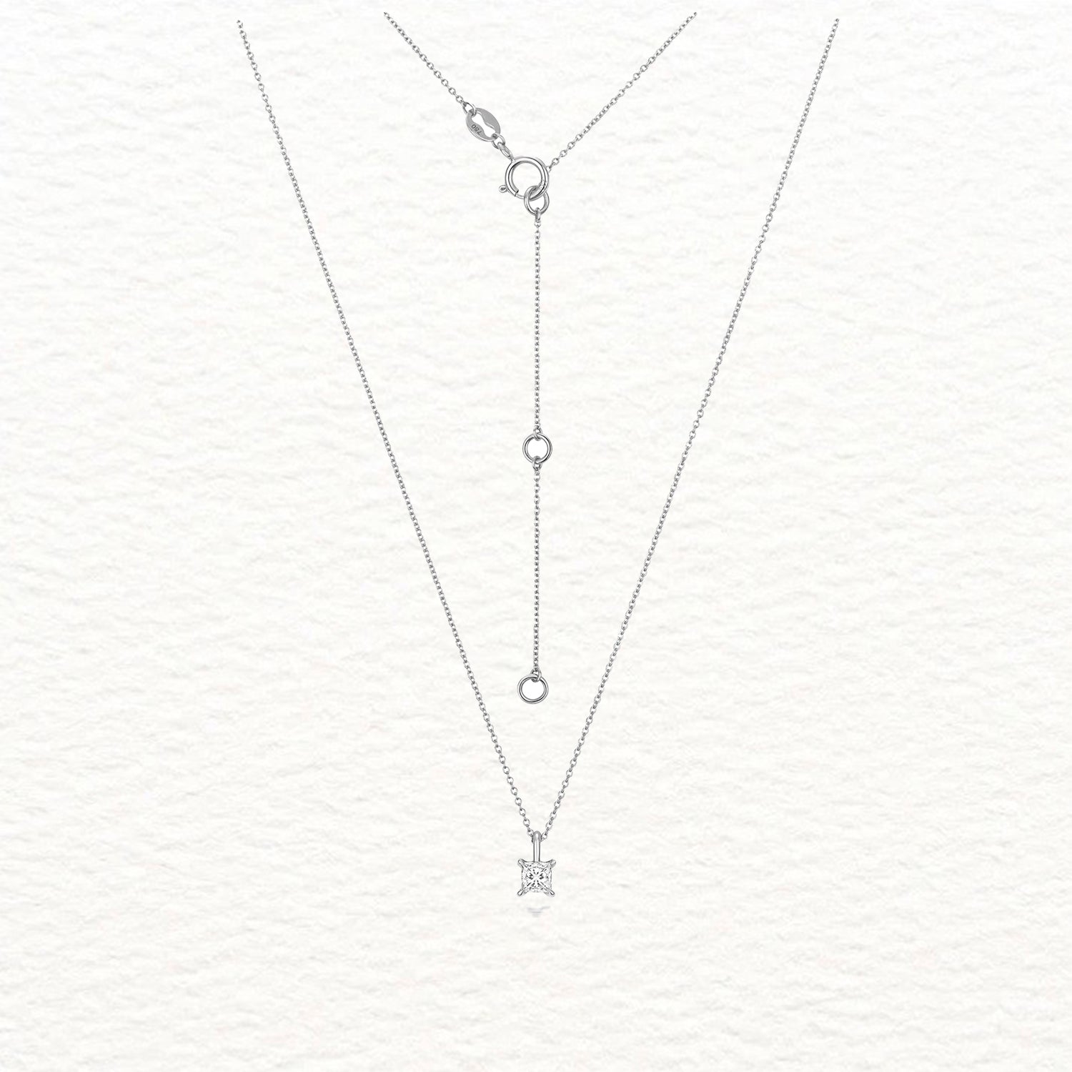 18K Gold and Diamond Princess Solitaire Necklace
