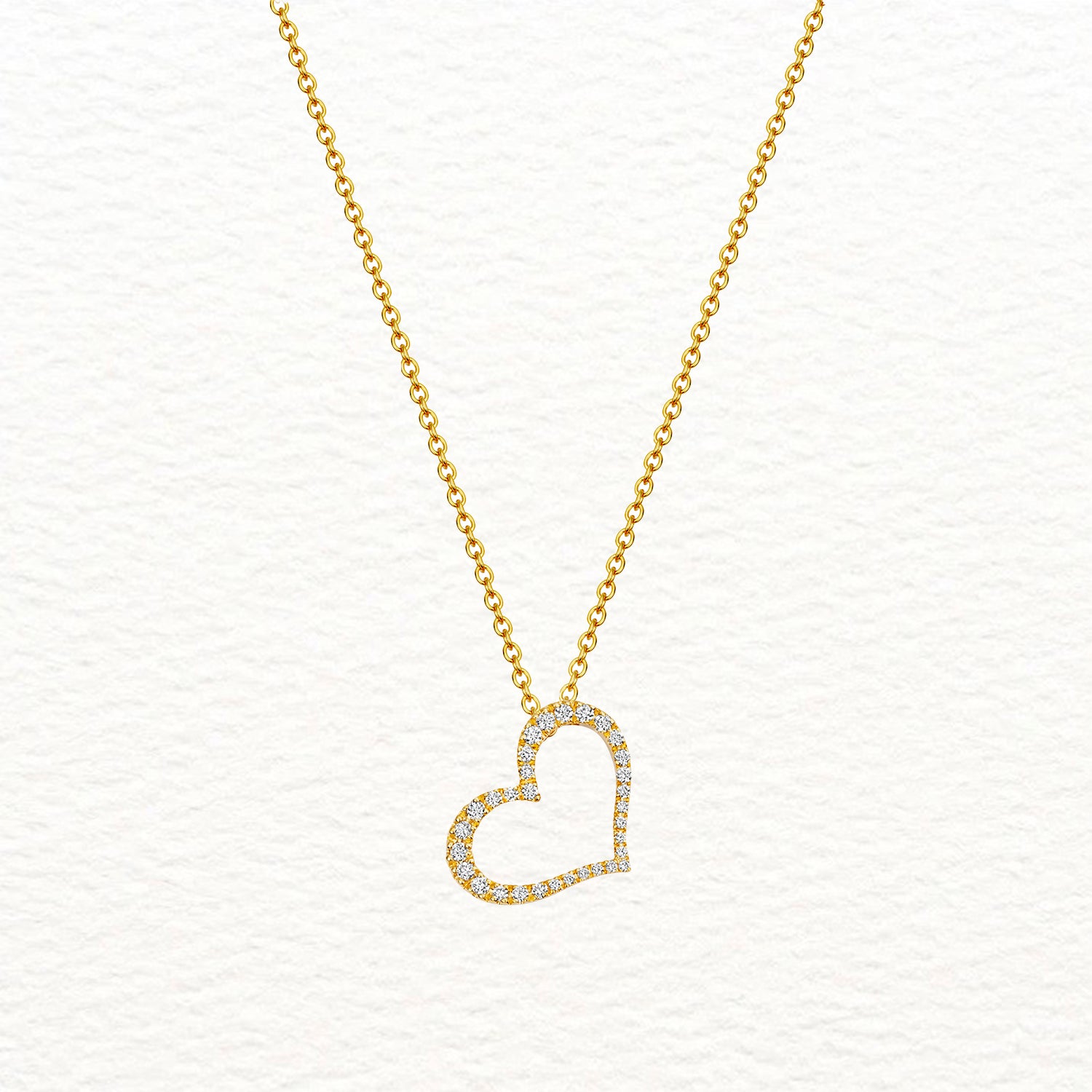 18K Gold and Diamond Tapered Heart Necklace