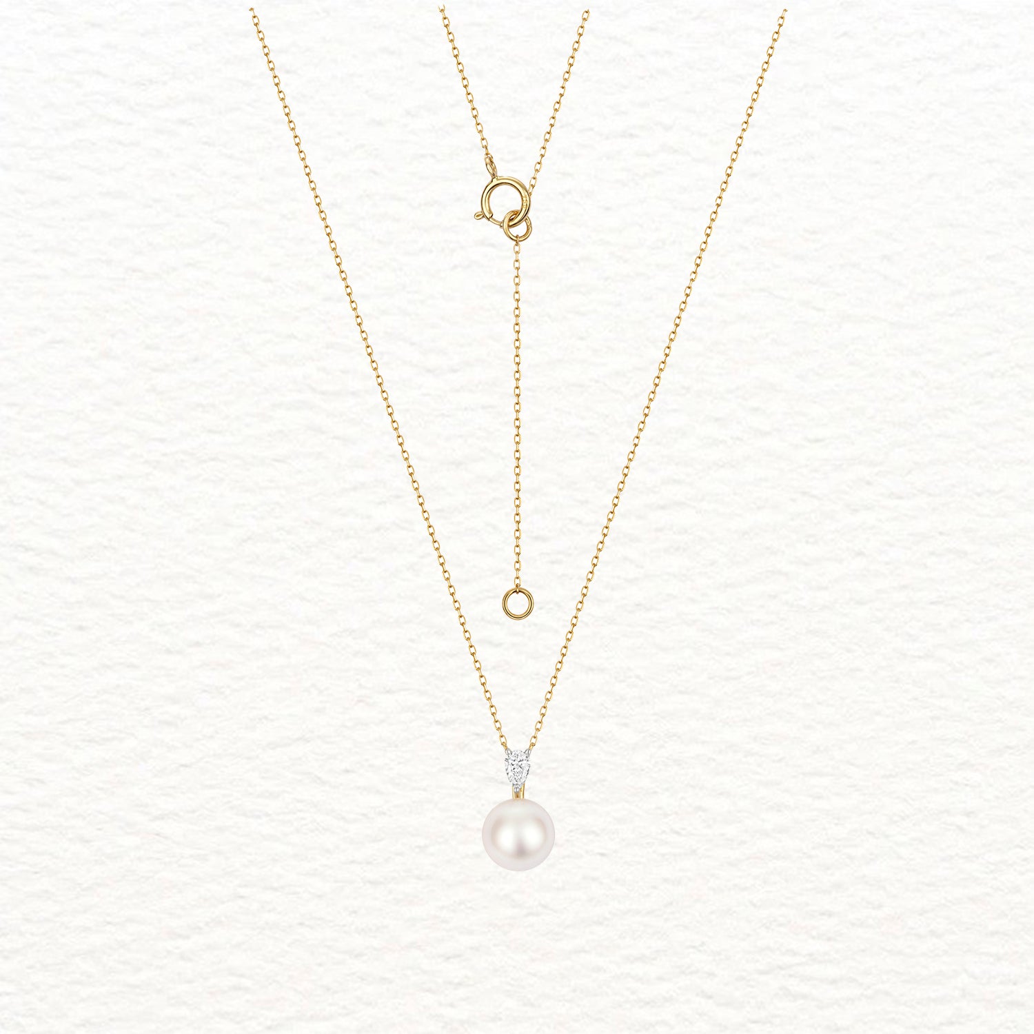 18K Gold, Akoya Pearl, and Marquise Diamond Necklace