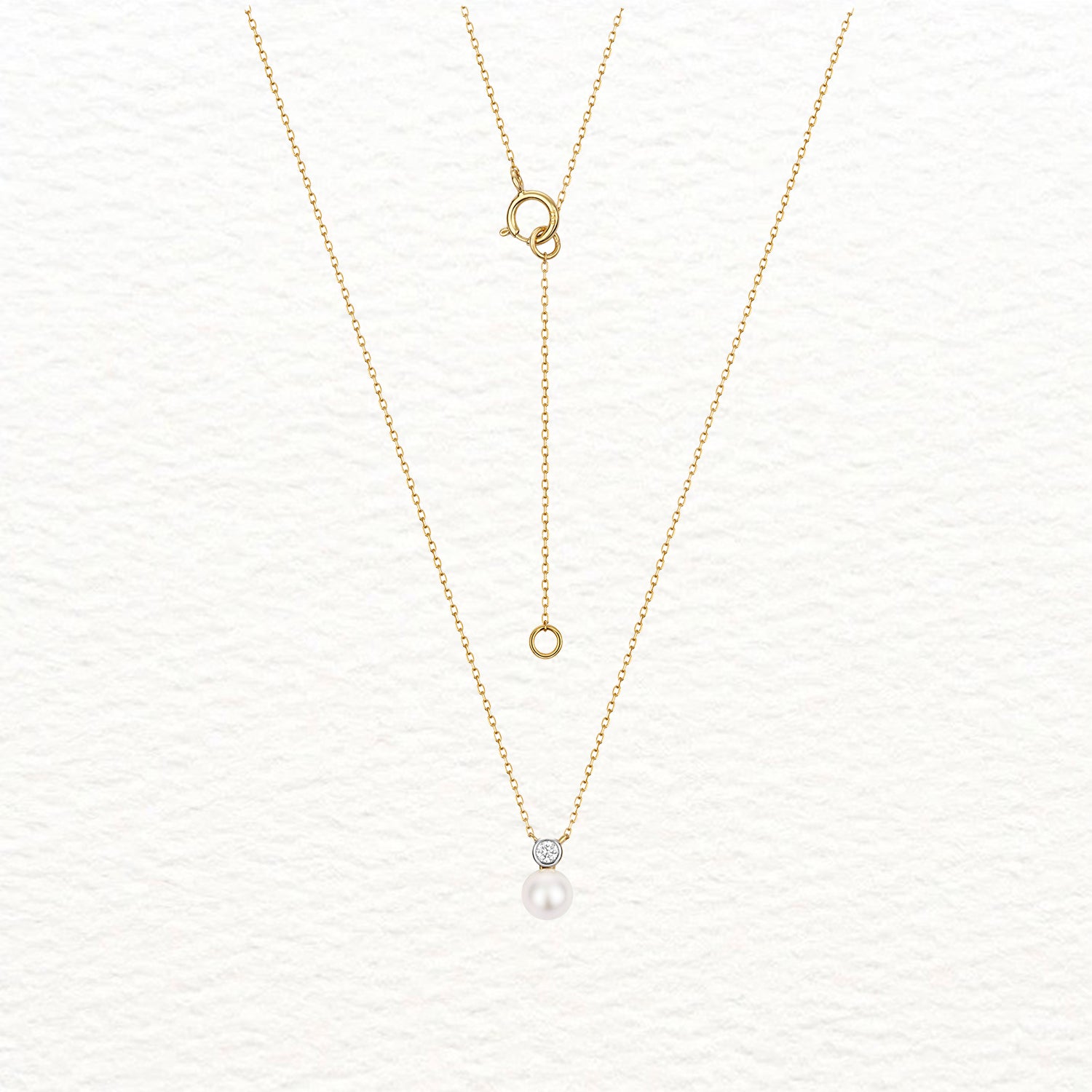 18K Gold, Akoya Pearl, and Rubover Diamond Drop Necklace