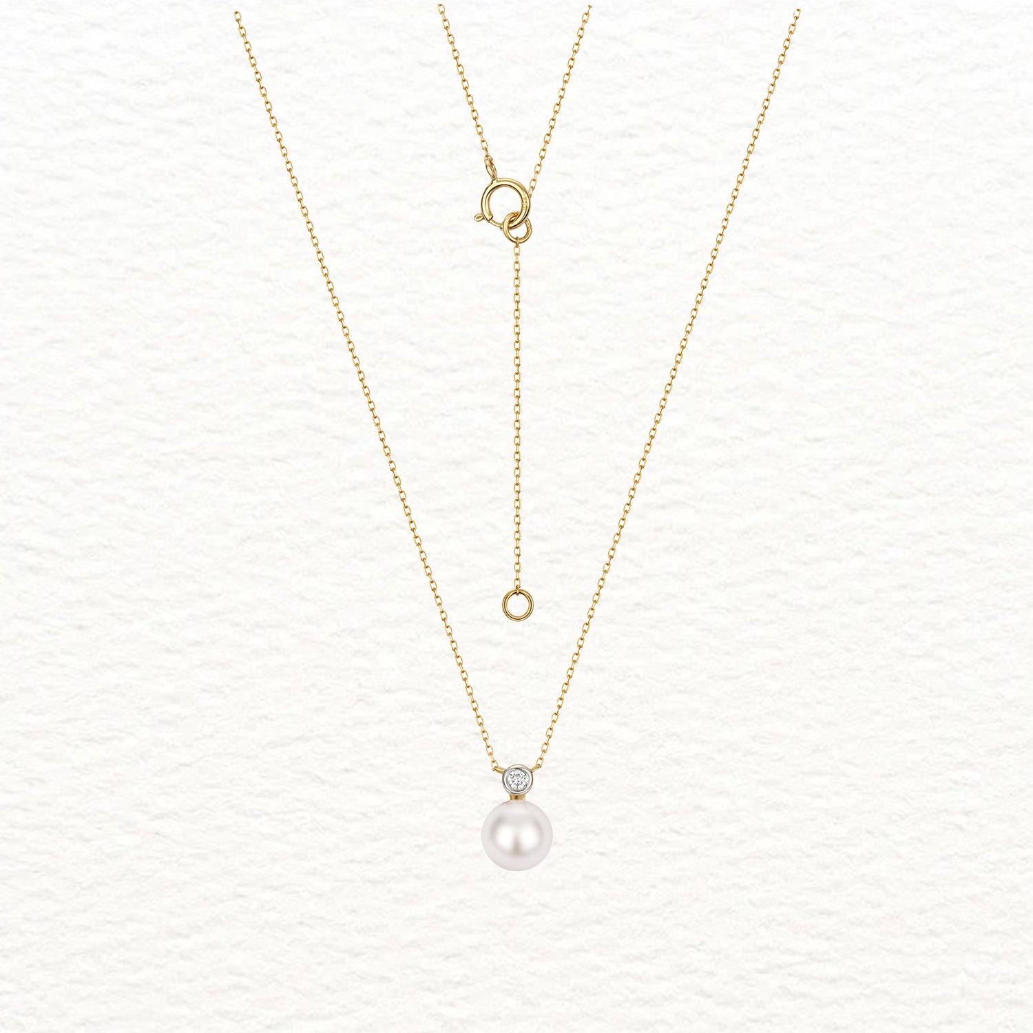 18K Gold, Akoya Pearl, and Rubover Diamond Drop Necklace