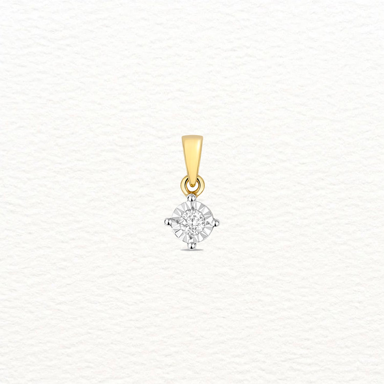 18K Gold and Diamond Illusion Plate Pendant