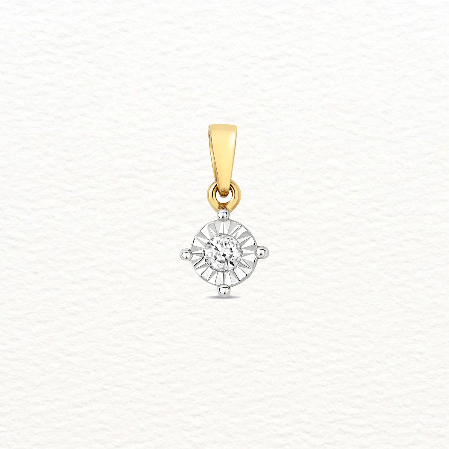18K Gold and Diamond Illusion Plate Pendant