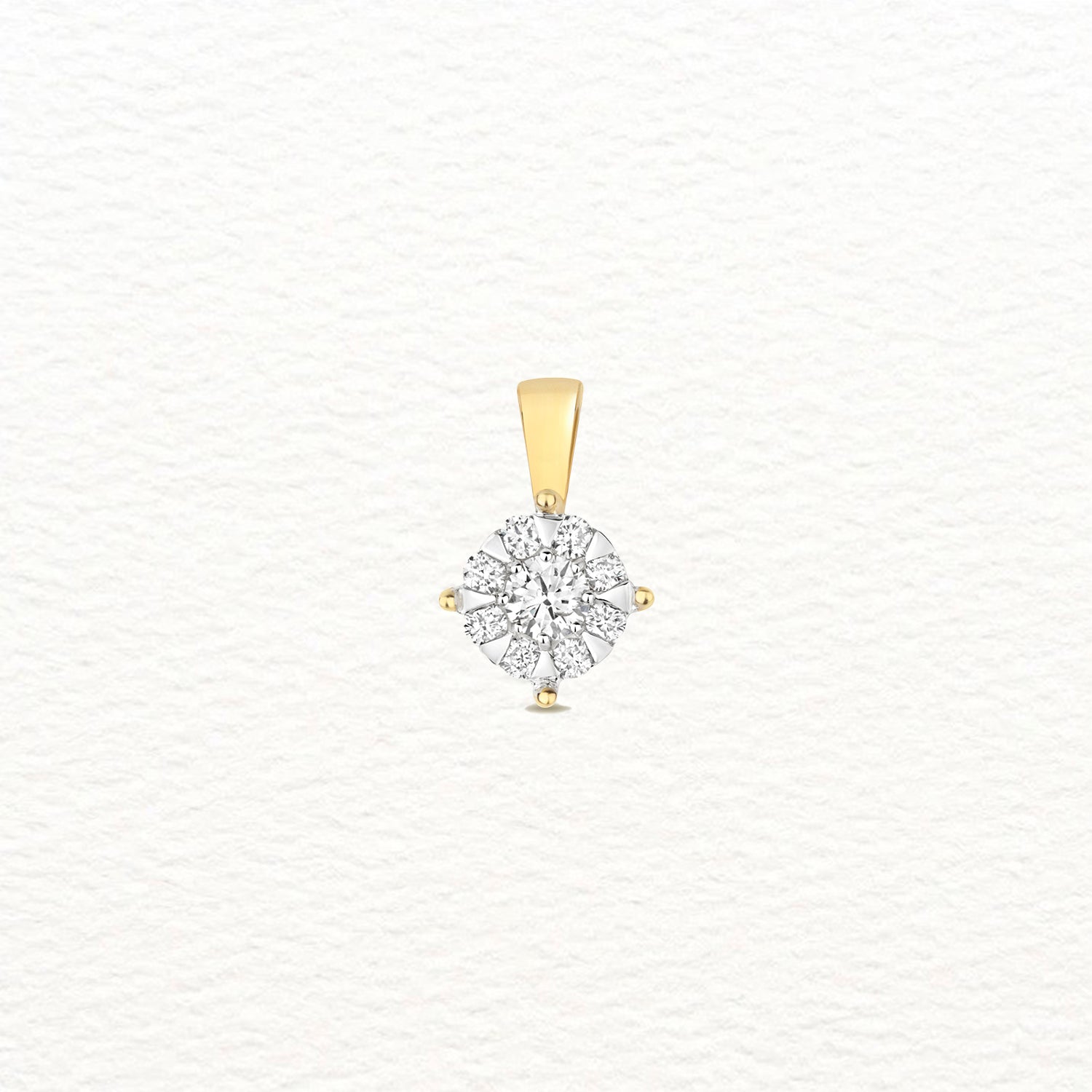 18K Gold and Diamond Illusion Cluster Pendant