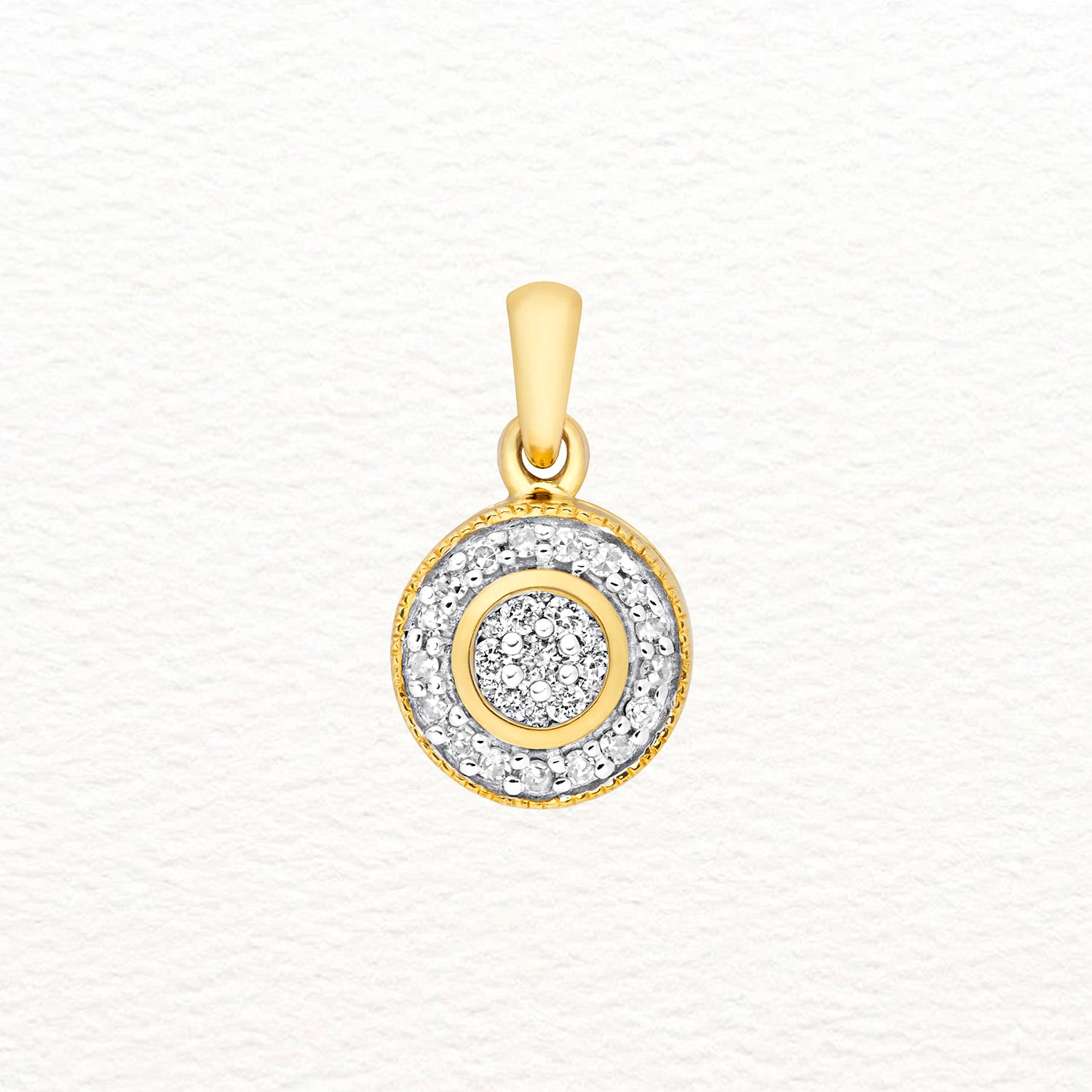 18K Gold and Diamond Concentric Cluster Pendant