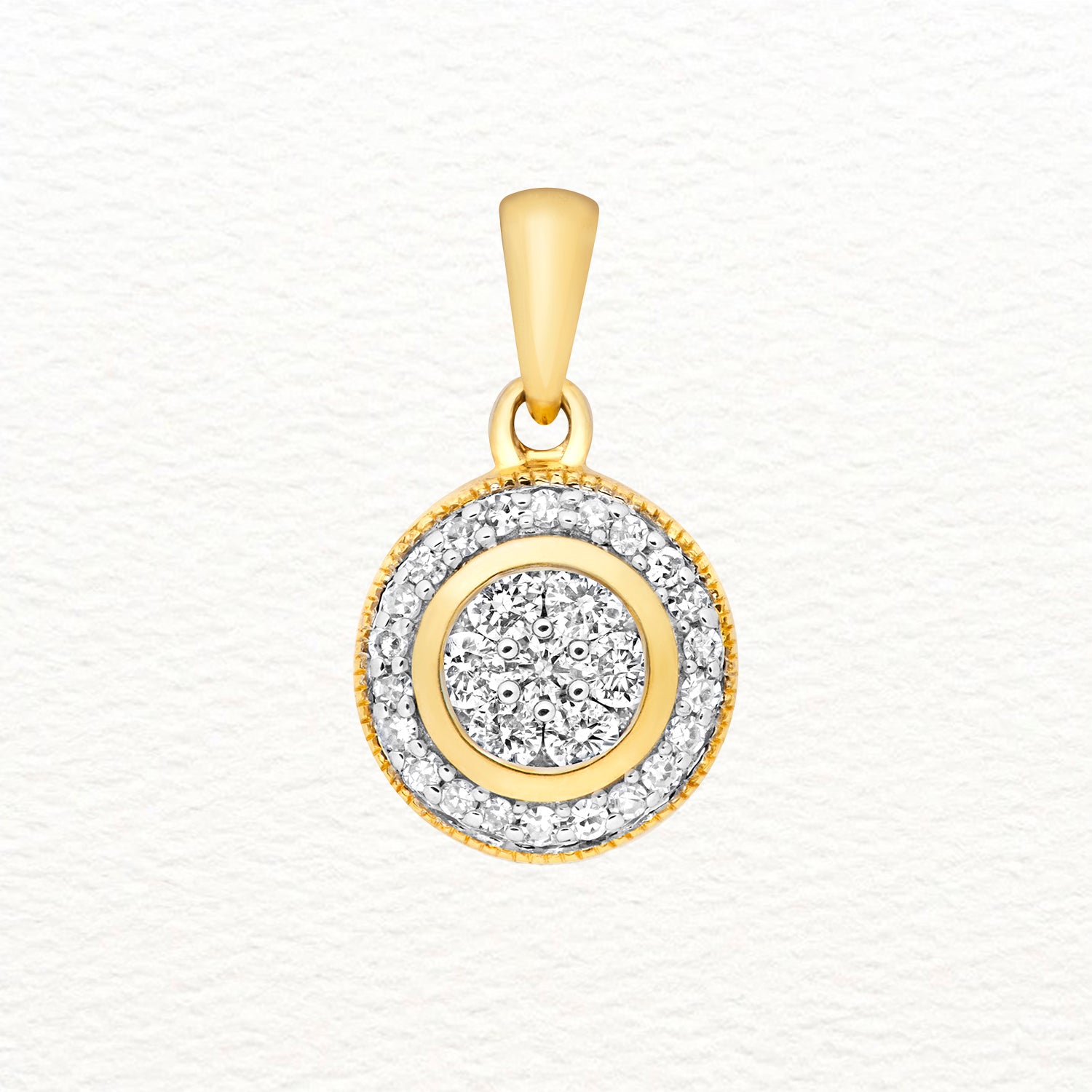 18K Gold and Diamond Concentric Cluster Pendant