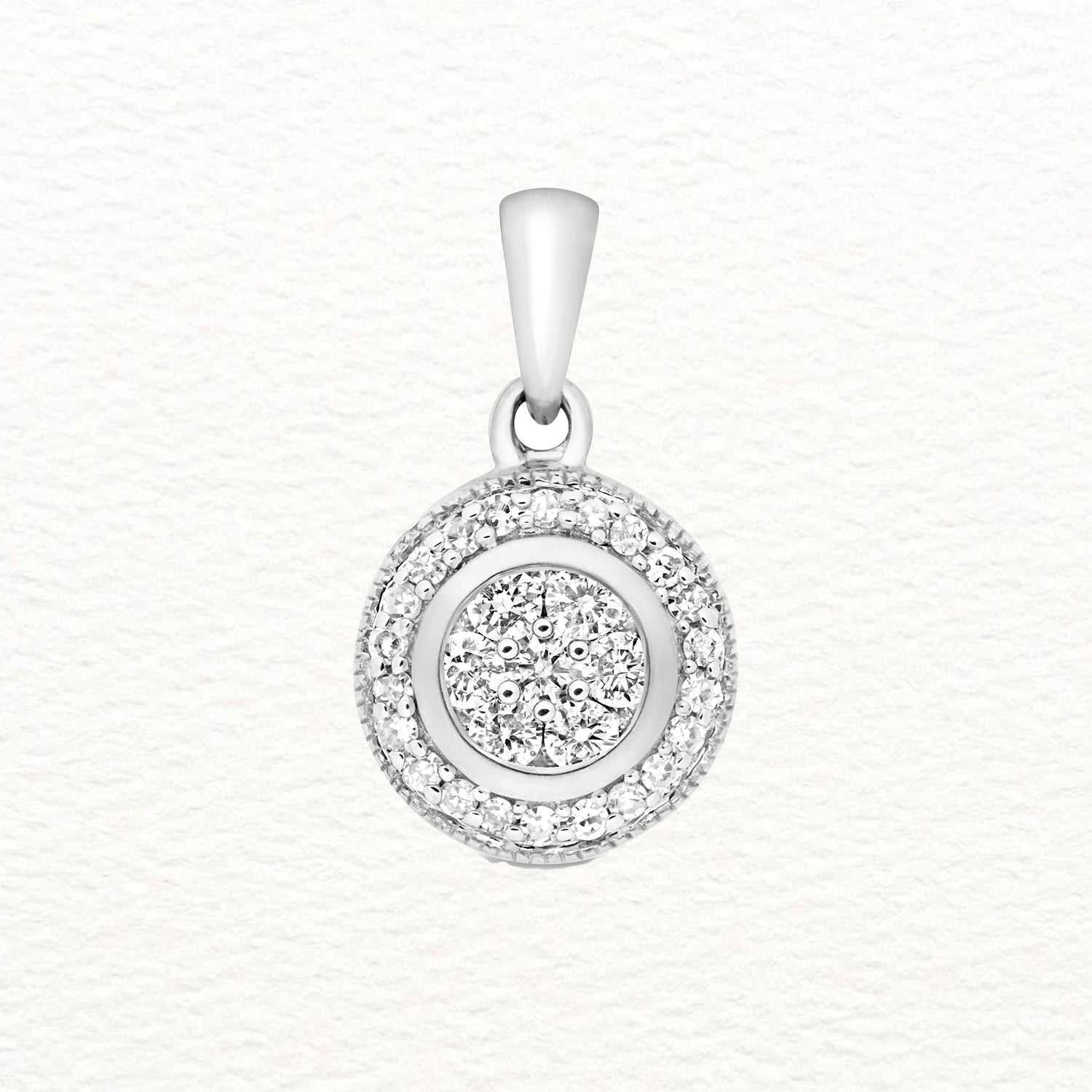 18K Gold and Diamond Concentric Cluster Pendant