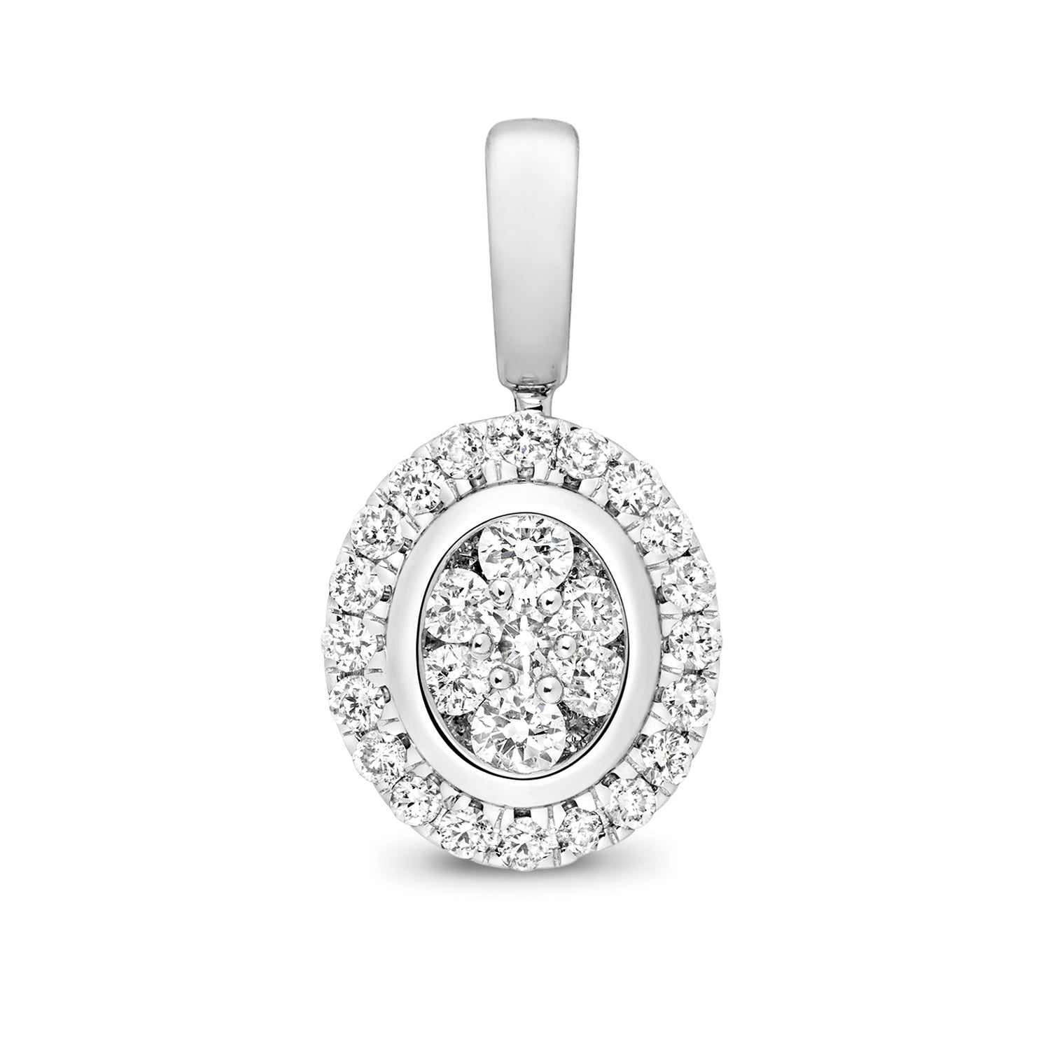 18K Gold and Diamond Cluster Oval Pendant