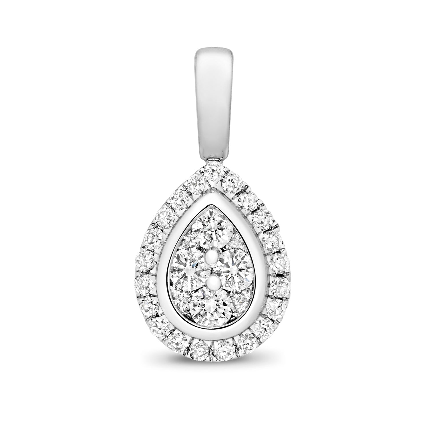 18K Gold and Diamond Cluster Pear Pendant