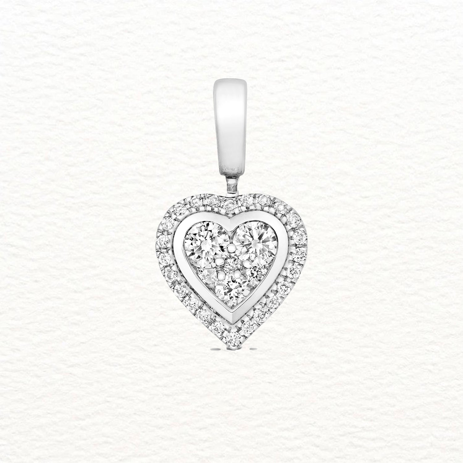 18K Gold and Diamond Illusion Cluster Heart Pendant