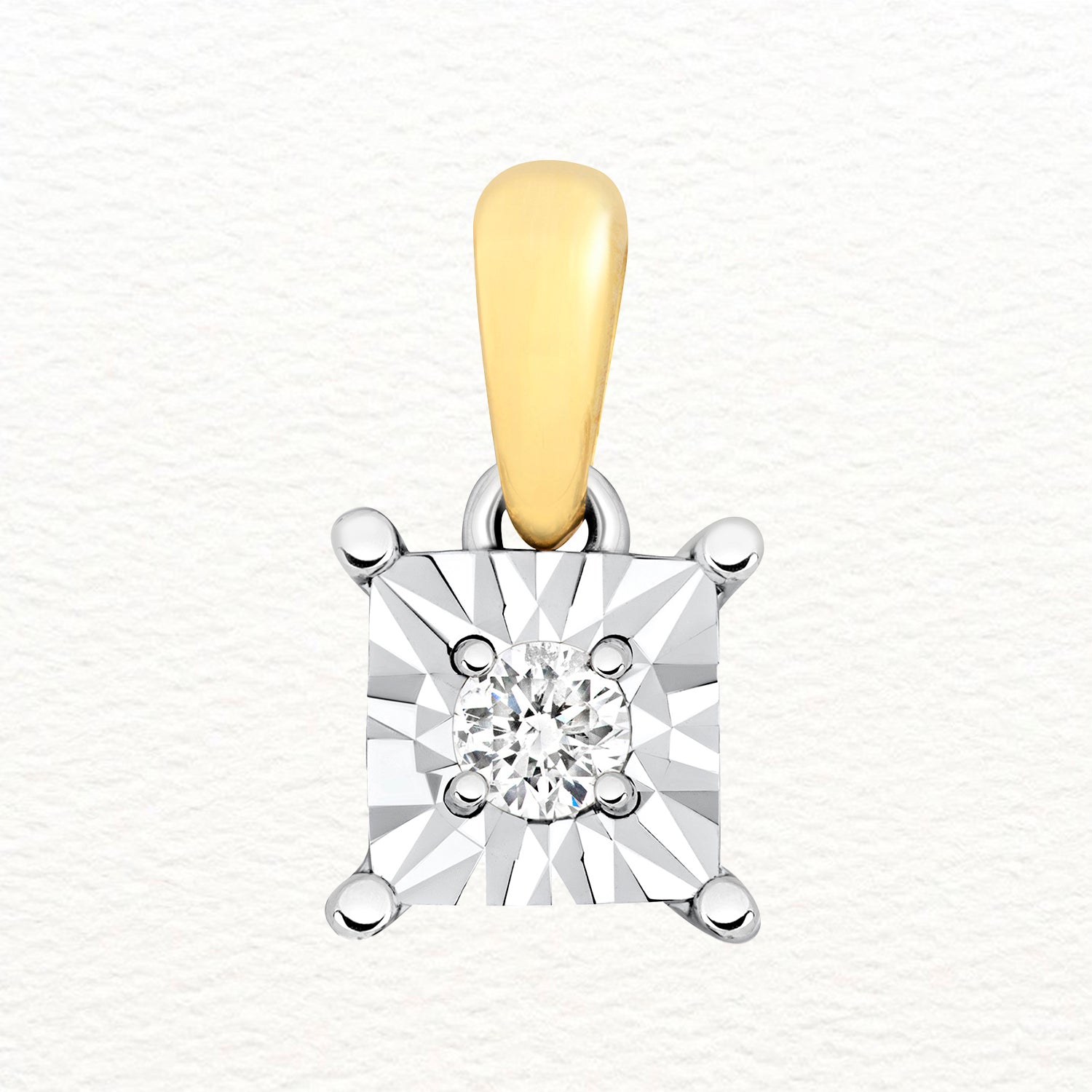 18K Gold and Diamond Two-Tone Illusion Princess-Cut Pendant