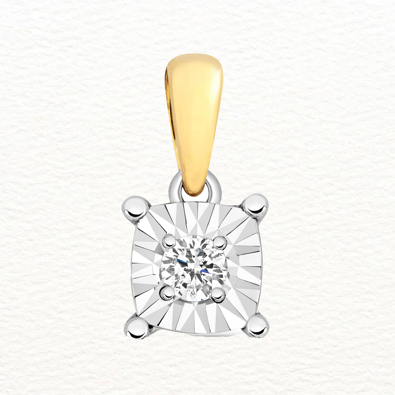 18K Gold and Diamond Two-Tone Illusion Cushion Pendant