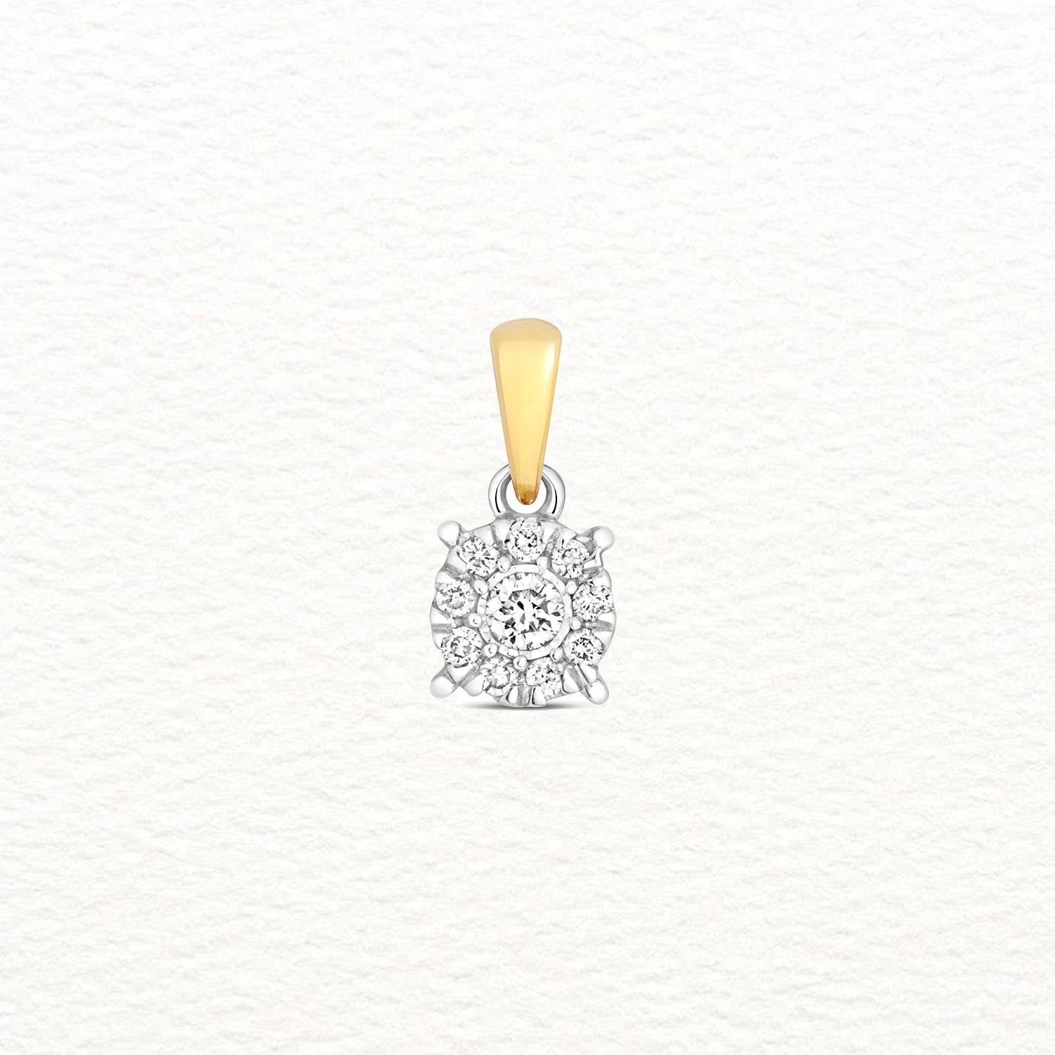 18K Gold and Diamond Illusion Round Cluster Pendant