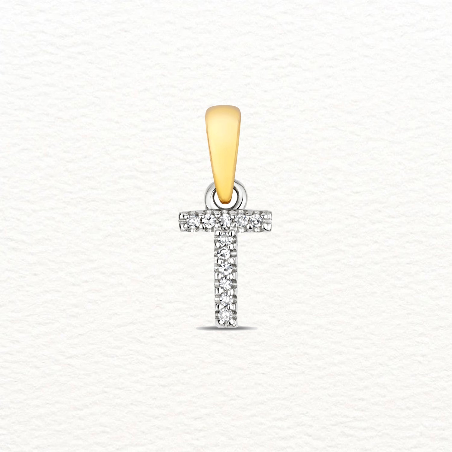 18K Gold and Diamond Small Initial Pendant